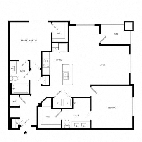 a floor plan of a house with a hypothetical arrangement of furniture at Promenade at Newnan Crossing, Newnan Georgia