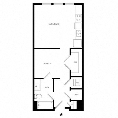 a floor plan of a unit with a rectangular floor plan and a staggered staggered floor at Promenade at Newnan Crossing, Georgia, 30265