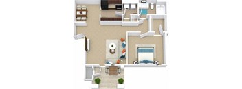 a floor plan of a house with furniture and a swimming pool at Bedford Parke Apartments, Warner Robins, 31088