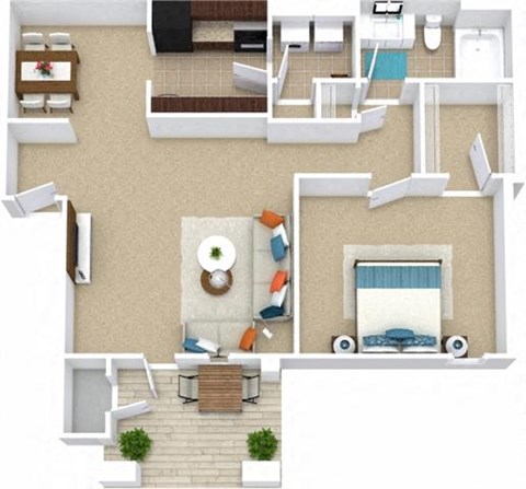 a floor plan of a house with furniture and a swimming pool at Bedford Parke Apartments, Warner Robins, 31088
