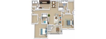 a floor plan of a house with bedrooms and a living room at Bedford Parke Apartments, Georgia