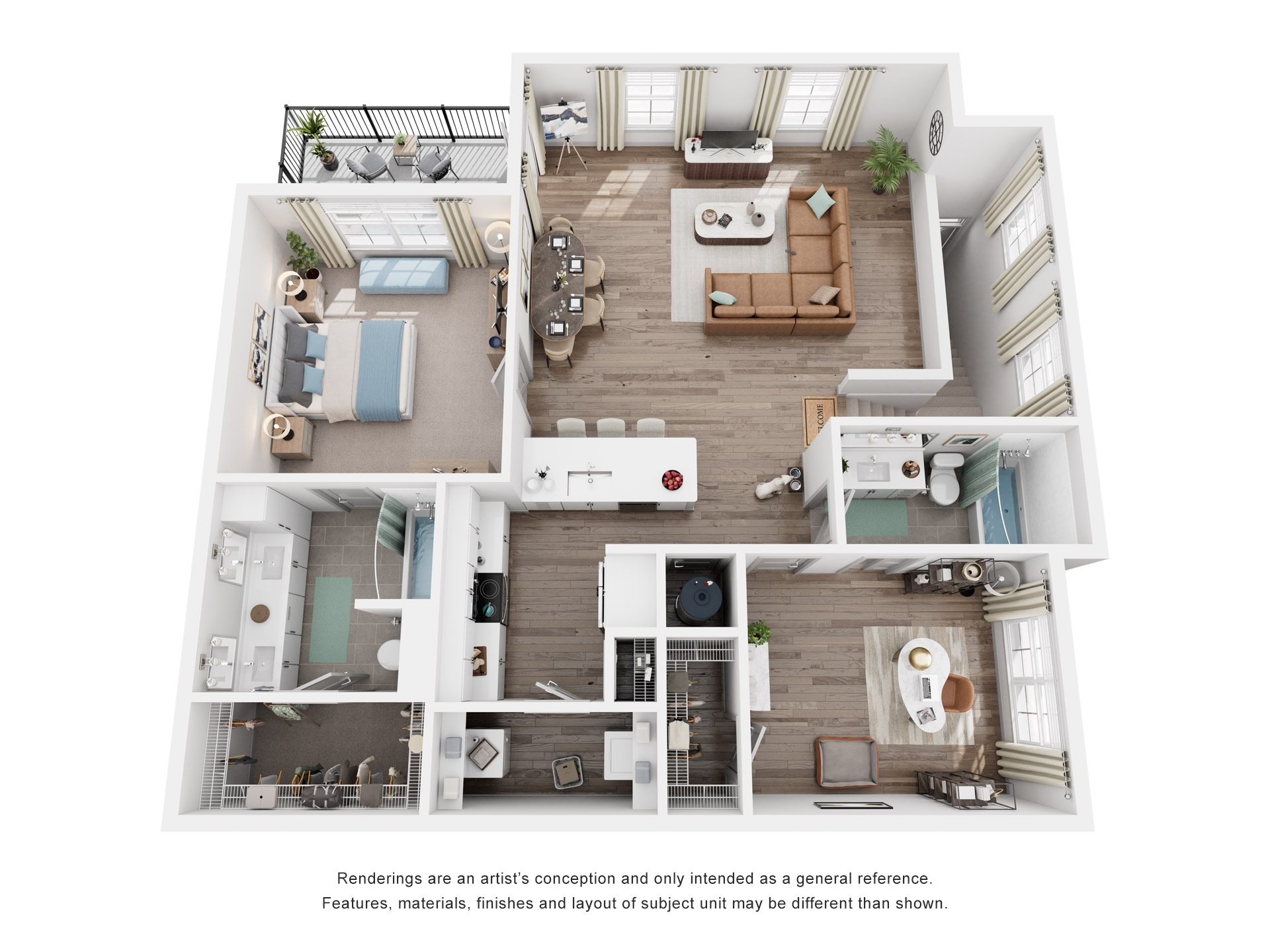 2 Bed 2 Bath Floor Plan | 1,082 Sq. Ft. at Canopy at Ginter Park Apartments in Richmond, 23227