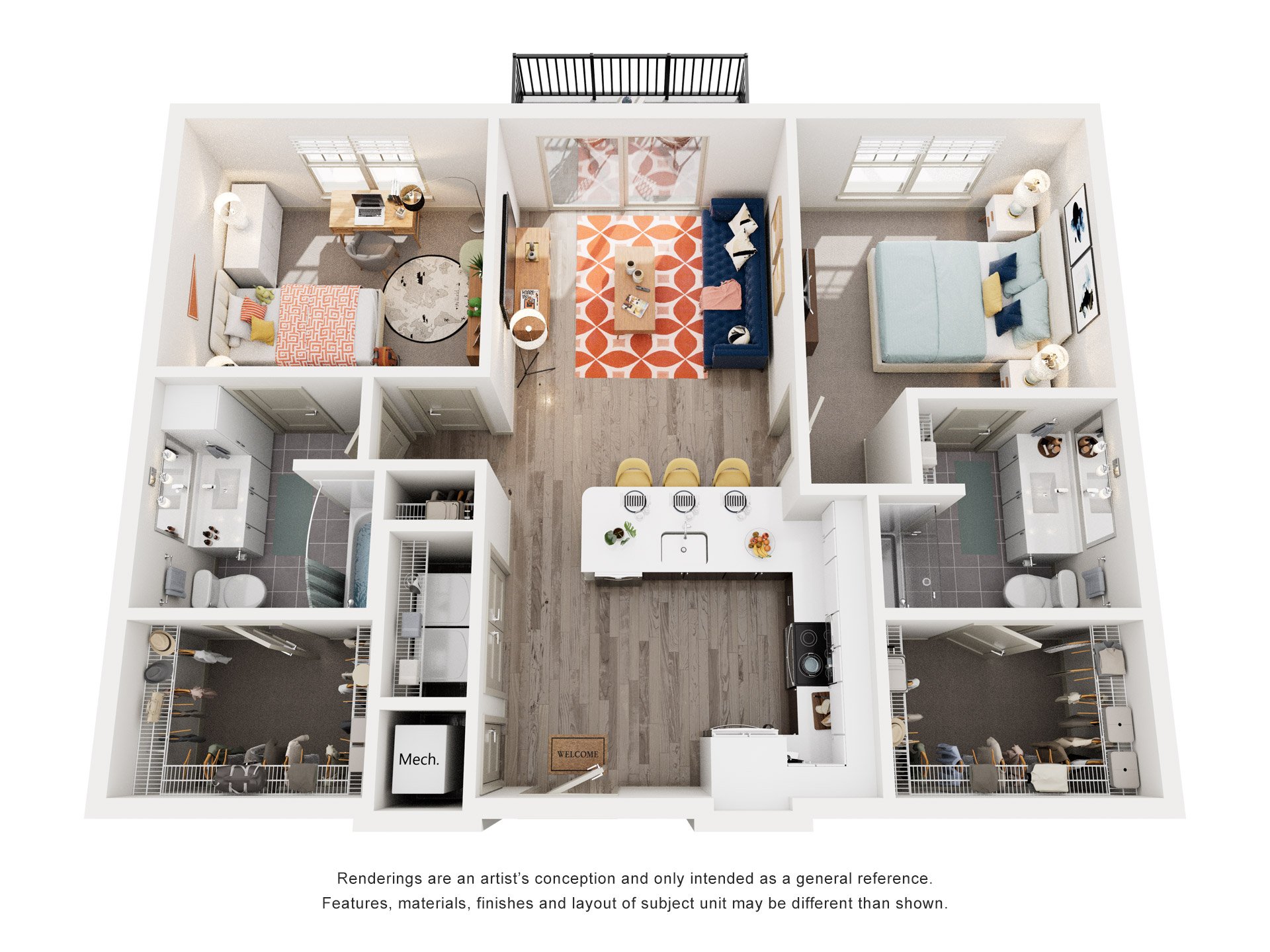 Glacier Floorplan at 2000 West Creek Apartments, Richmond, 23238