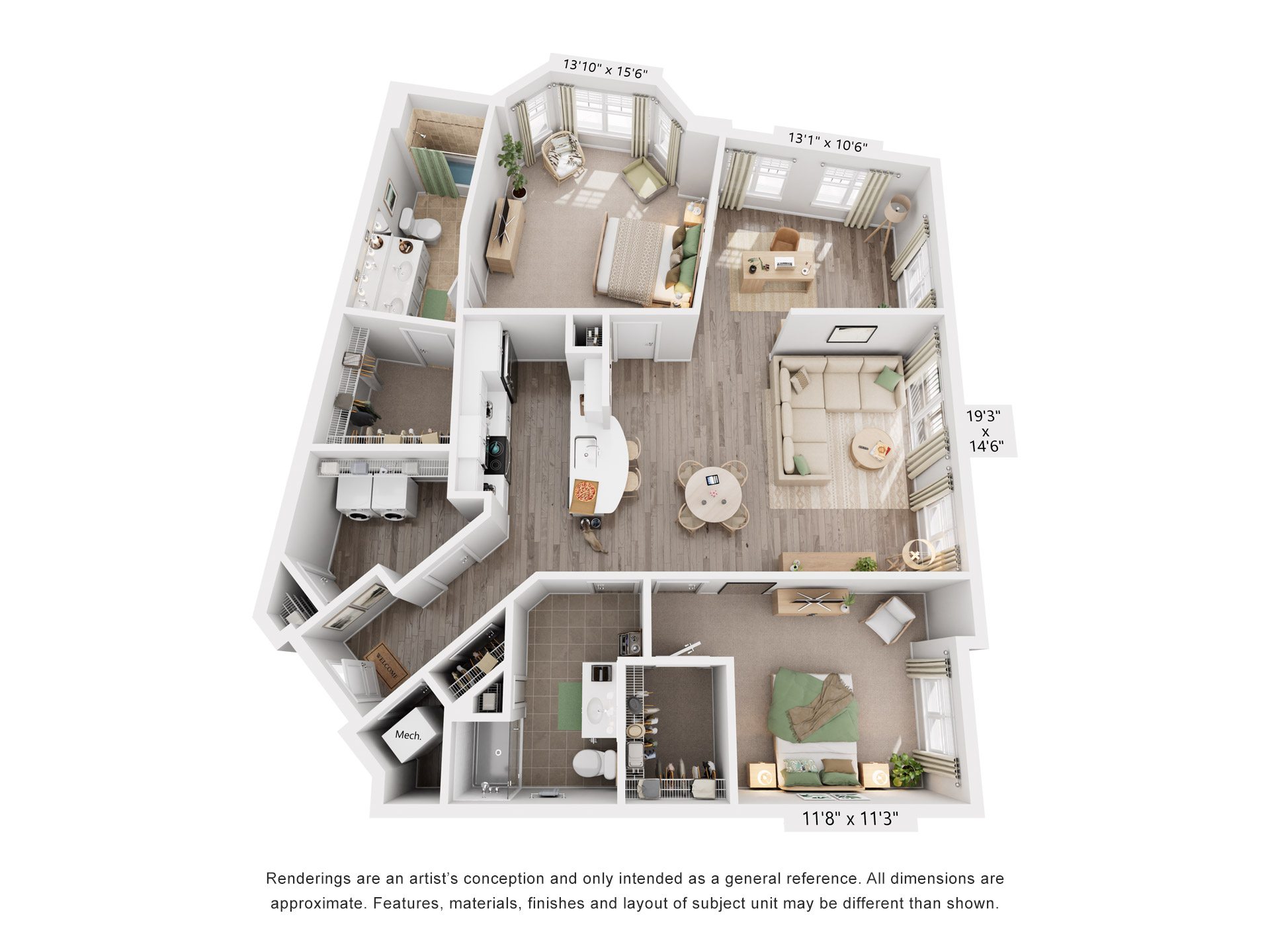 Hallow Floorplan at Flats at West Broad Village, Glen Allen