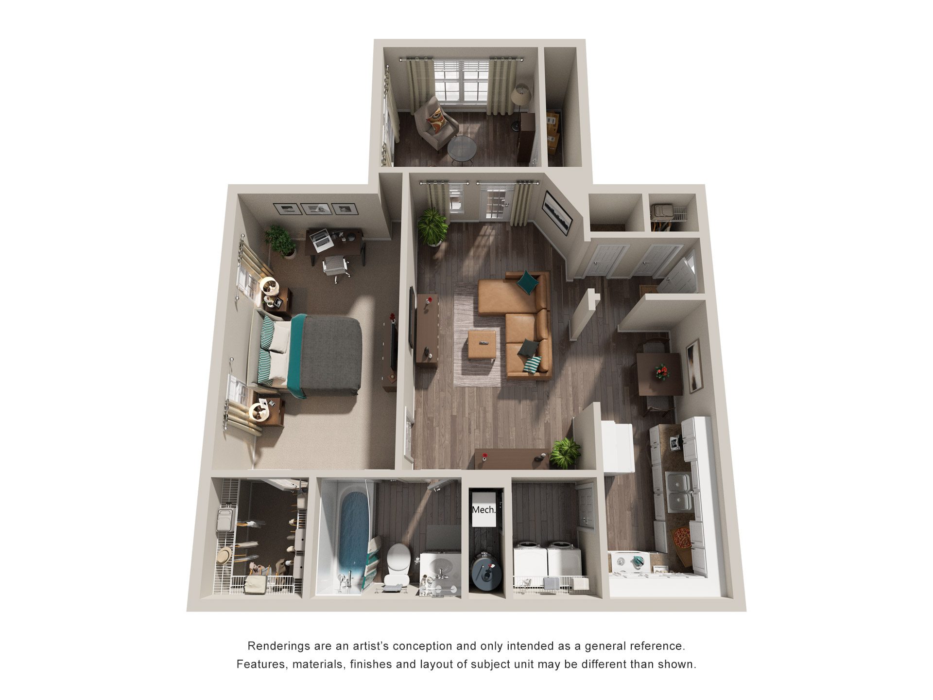 1 Bed 1 Bath Floor Plan | 925  Sq. Ft. at Abbington Place Apartments, Greensboro, North Carolina