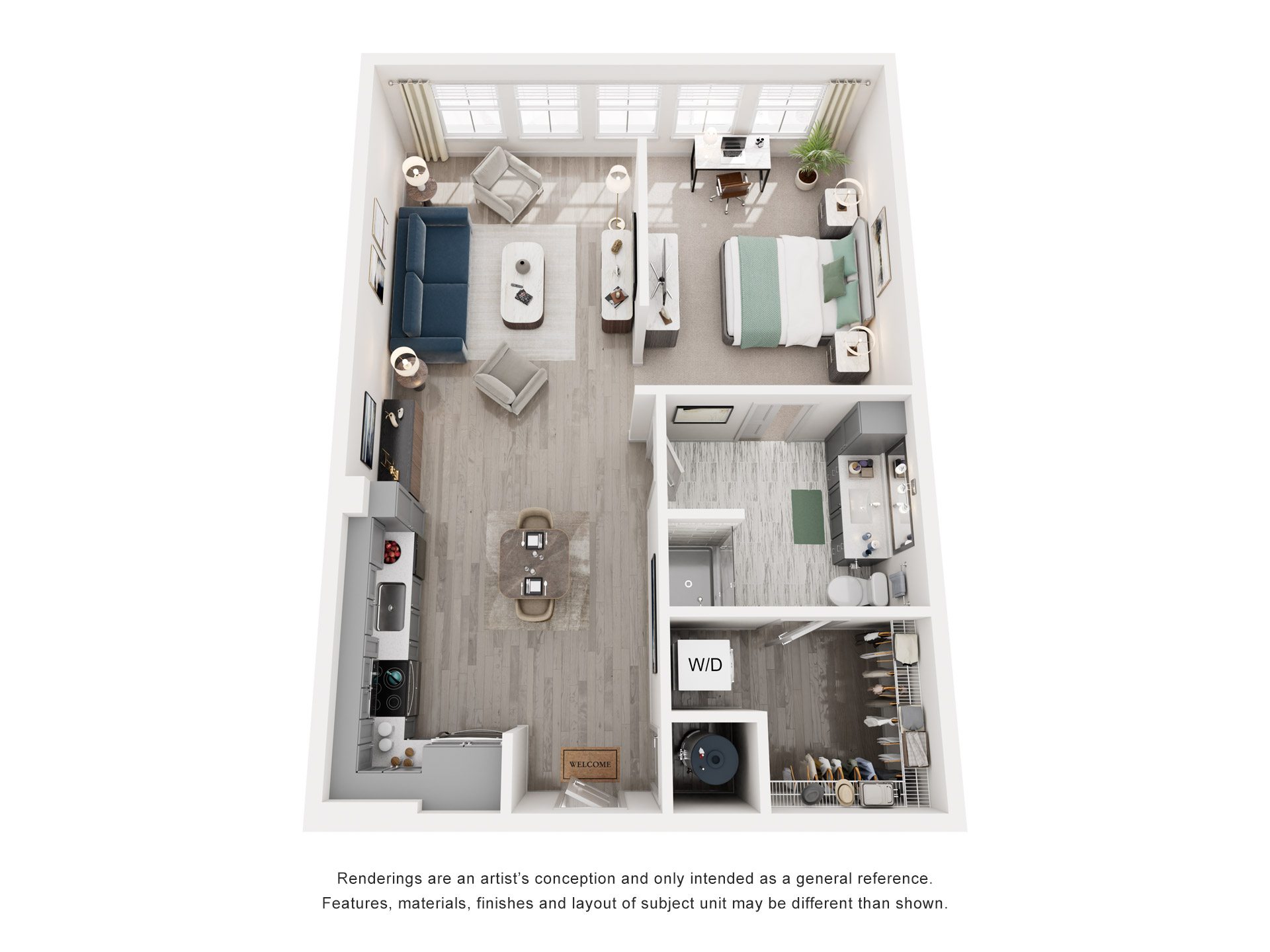 Studio 1 Bath Floor Plan | 710 Sq. Ft. at Lyric at Norton Commons Apartments, Prospect, Kentucky