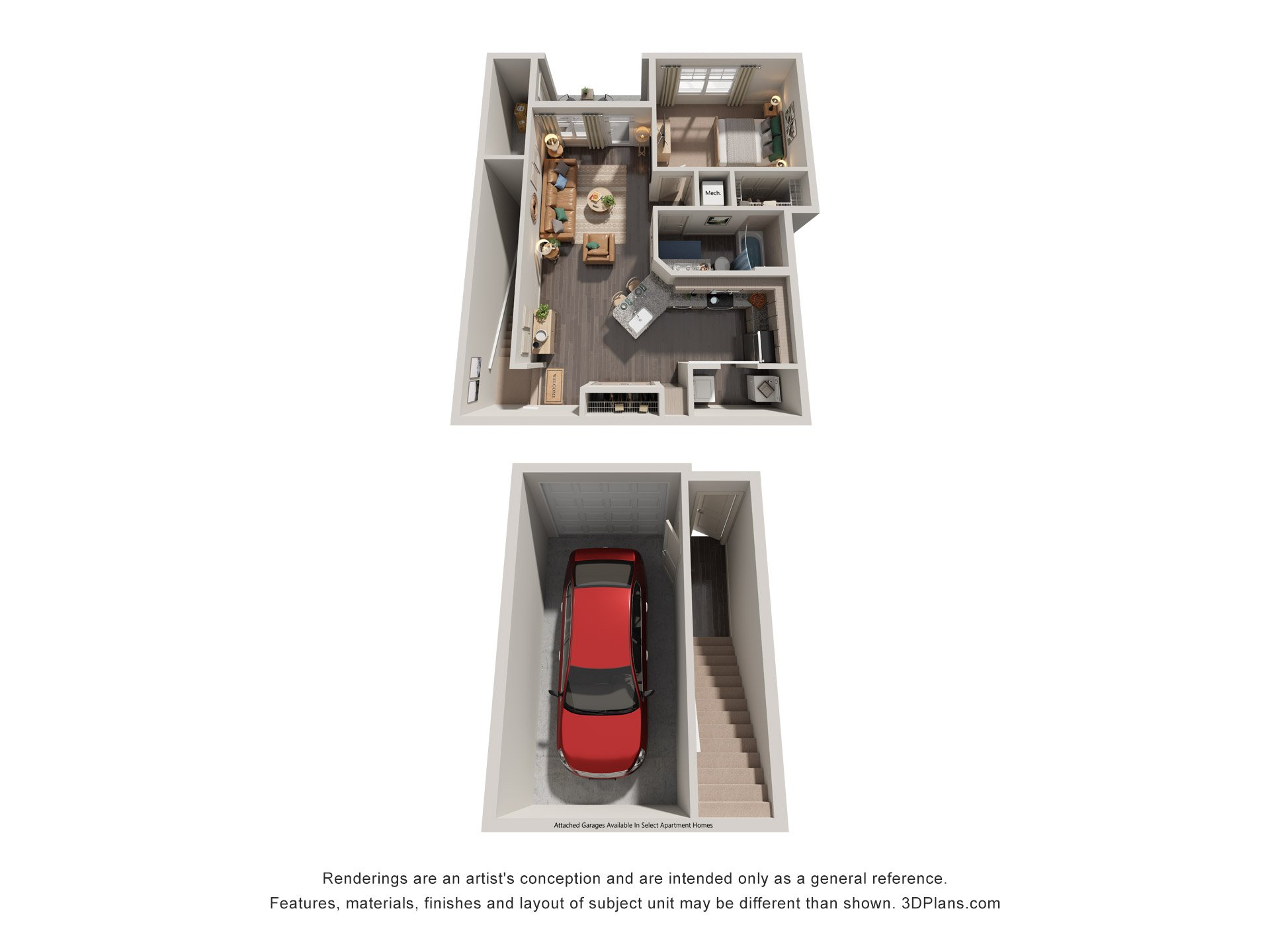 1 Bed 1 Bath Floor Plan | 860 Sq. Ft. at Promenade at Newnan Crossing in Newnan, 30265
