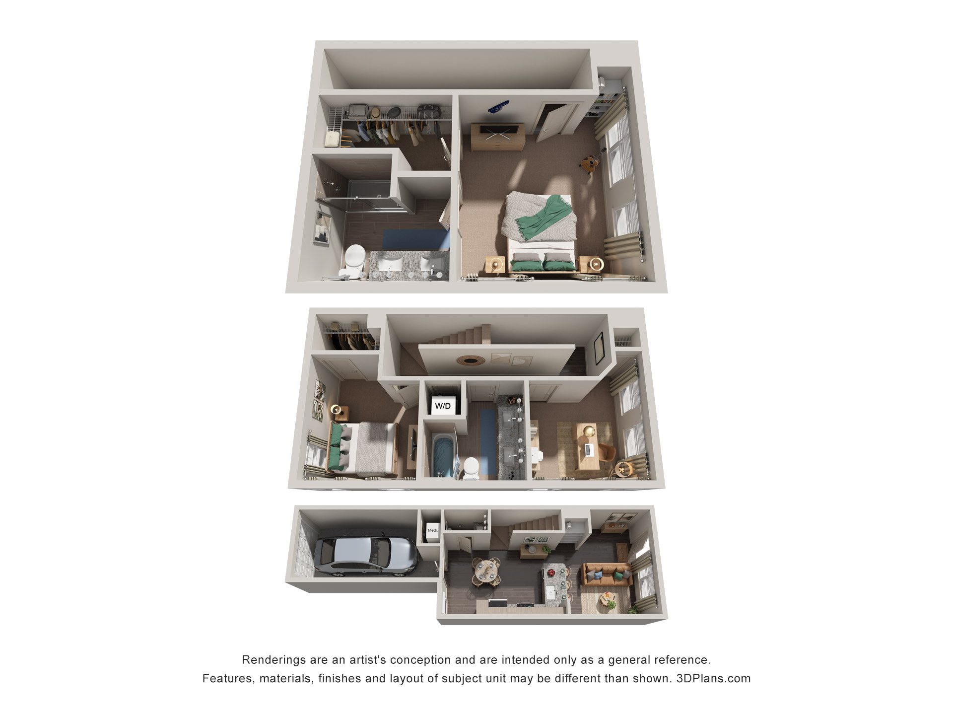 3 Bed 2.5 Bath Floor Plan | 1,423 Sq. Ft. at Promenade at Newnan Crossing in Newnan, Georgia, 30265