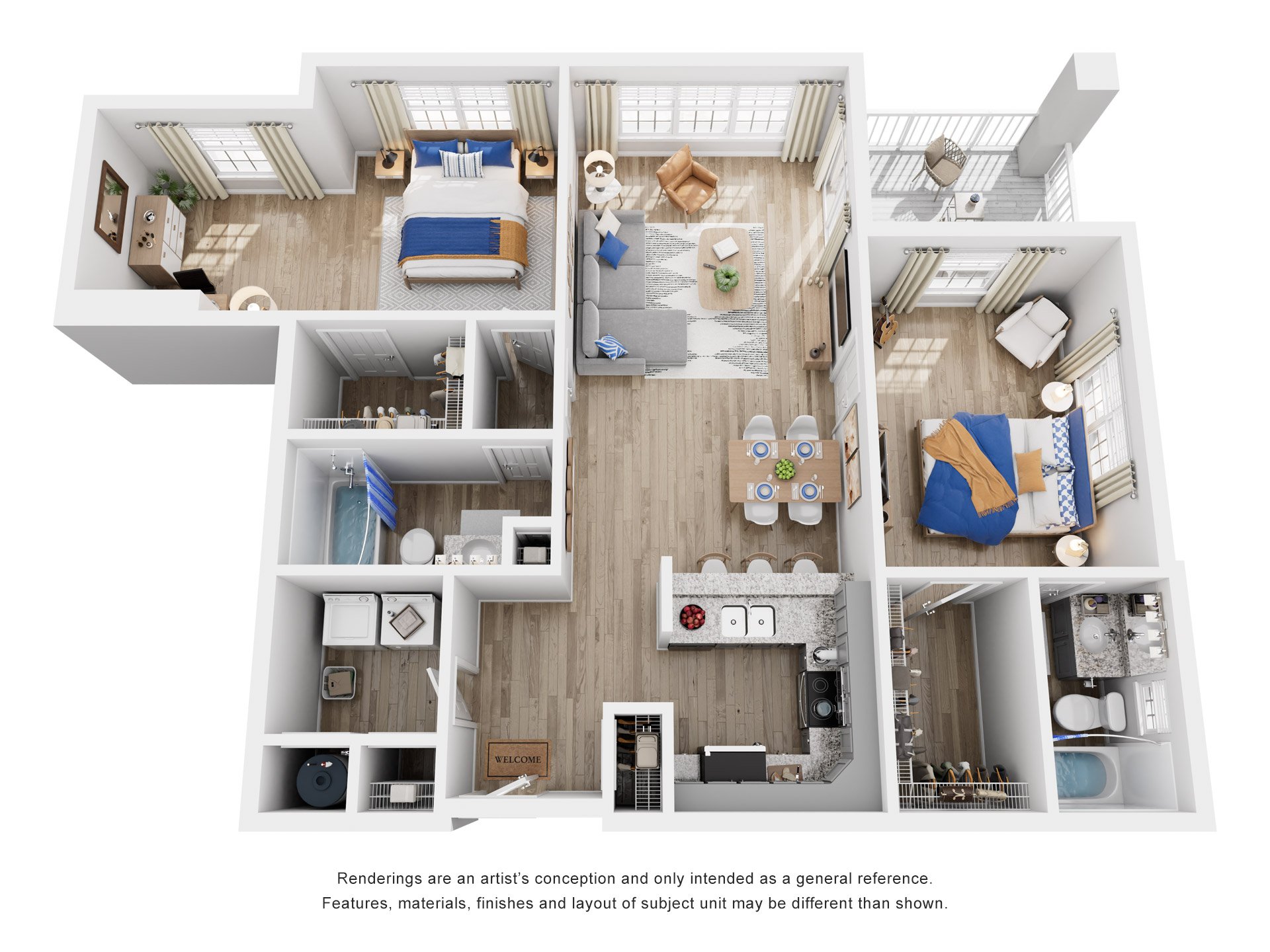 2 Bed 2 Bath Floor Plan | 1,272 Sq. Ft. at Saltmeadow Bay, Virginia Beach, VA, 23451