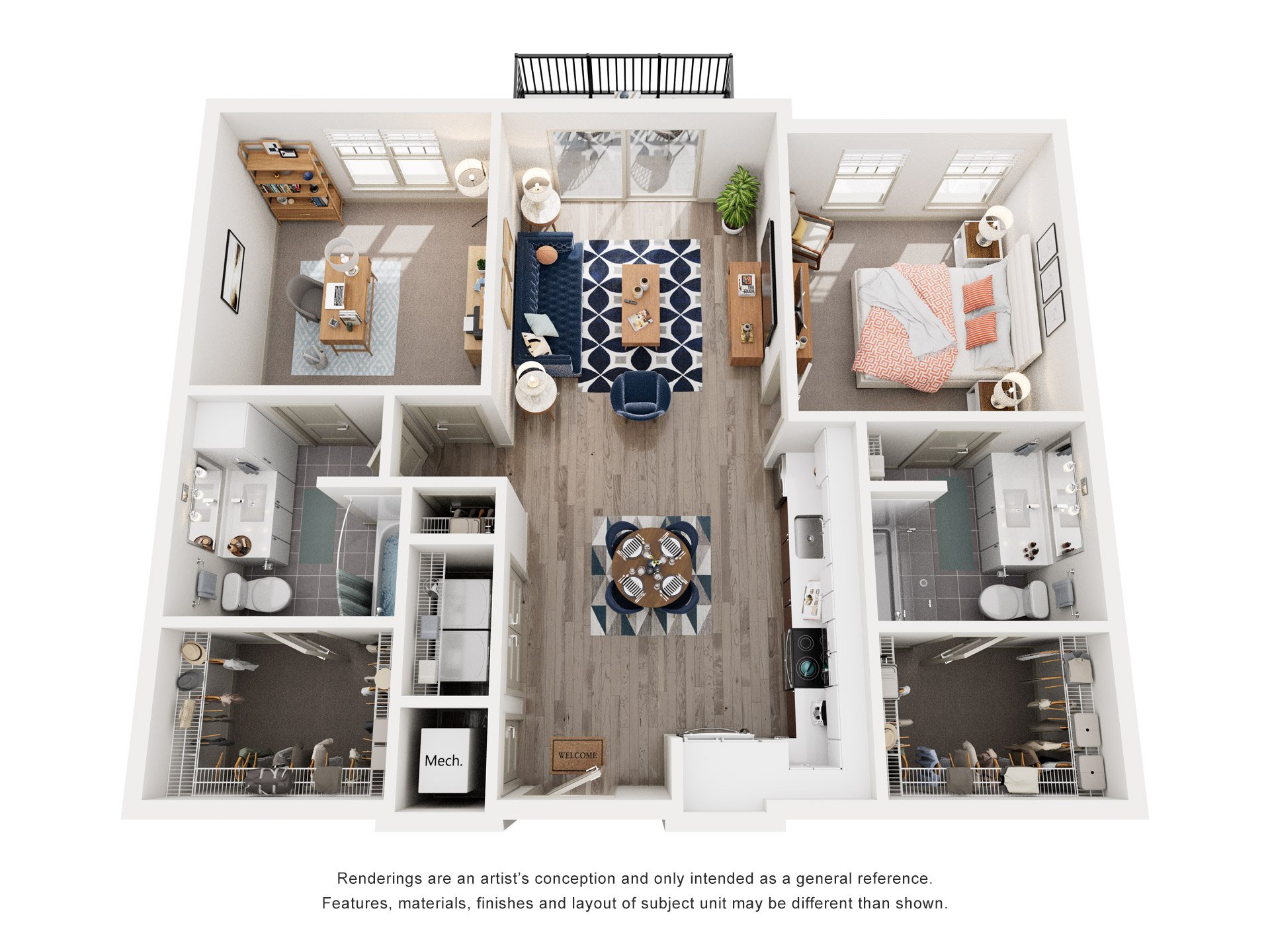 Lagoon Floorplan at 2000 West Creek Apartments, Richmond, VA