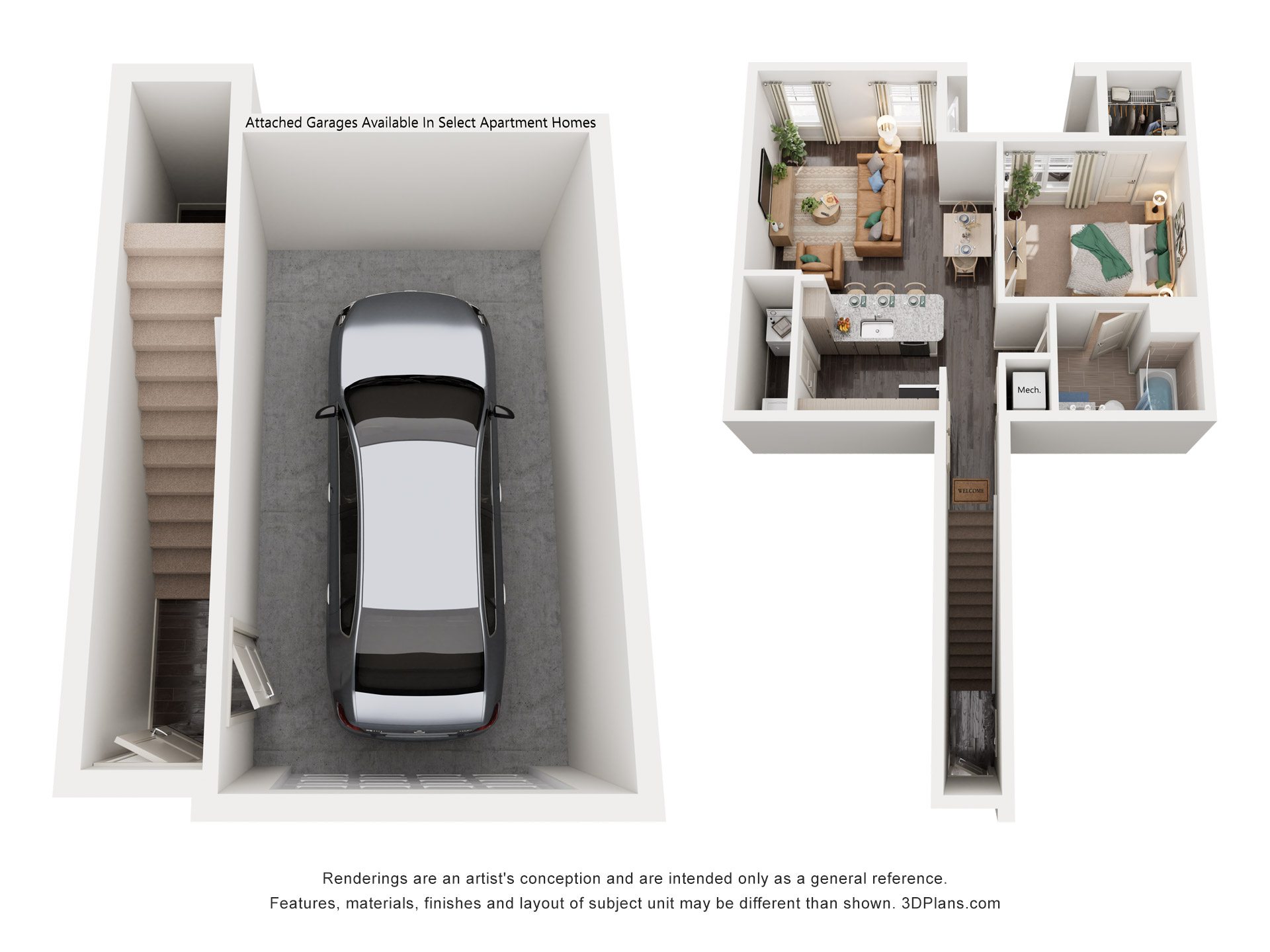 1 Bed 1 Bath Floor Plan | 840 Sq. Ft. at Promenade at Newnan Crossing in Newnan, GA, 30265