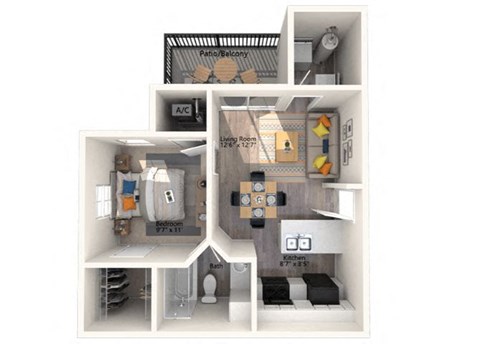 a floor plan with a bedroom and a living room at Bellemeade Farms Apartments, Leesburg