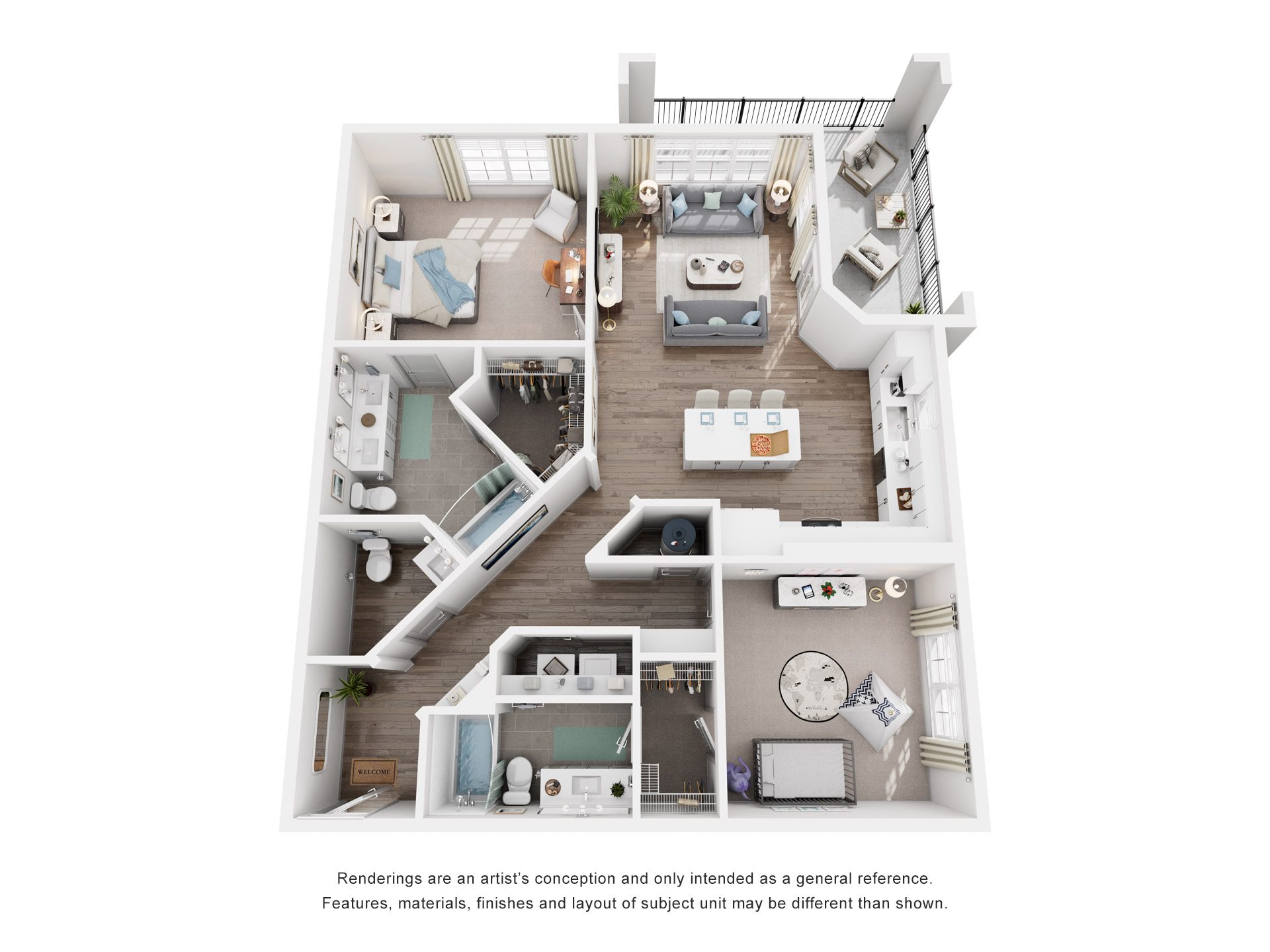 2 Bed 2 Bath Floor Plan | 1,237 Sq. Ft. at Canopy at Ginter Park Apartments in Richmond, VA