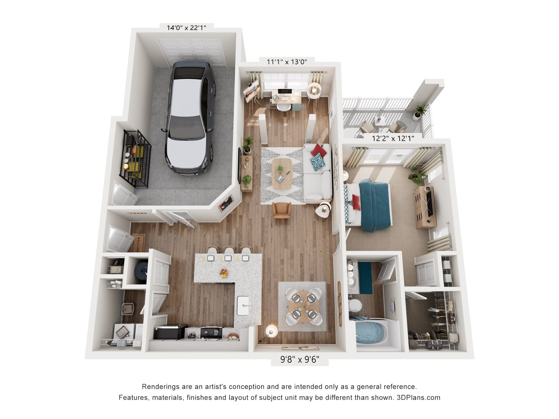 1 Bed 1 Bath Floor Plan | 1,039 Sq. Ft. at Lullwater at Big Ridge, Hixson, Tennessee, 37343