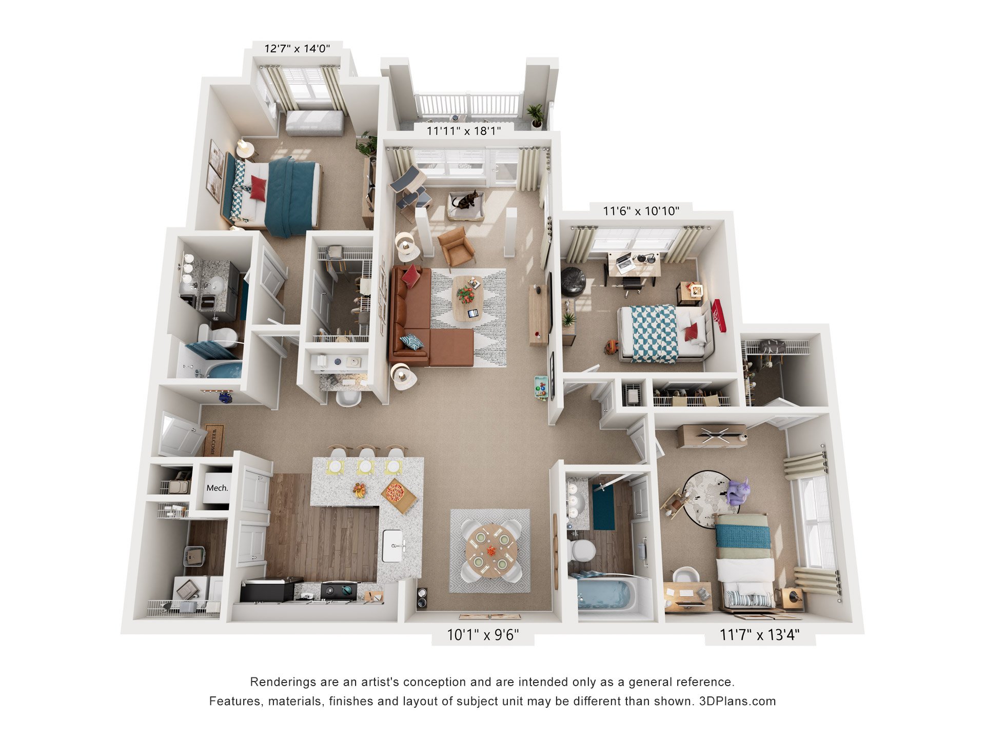 3 Bed 2 Bath Floor Plan | 1,525 Sq. Ft. at Lullwater at Big Ridge, TN, 37343
