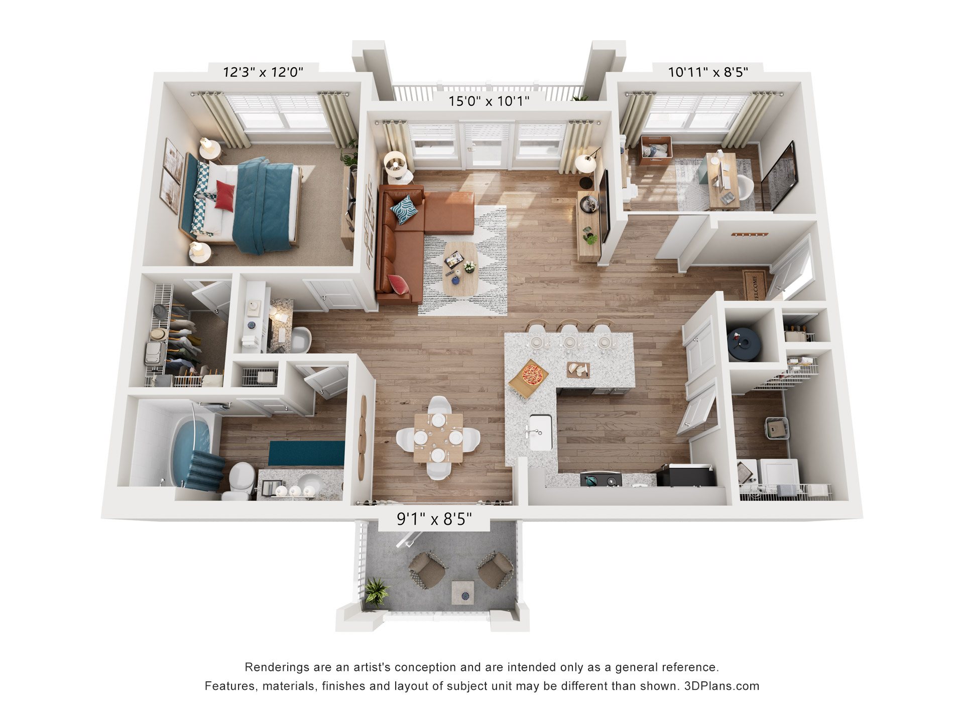 1 Bed 1 Bath Floor Plan | 1,138 Sq. Ft. at Lullwater at Big Ridge, Tennessee, 37343