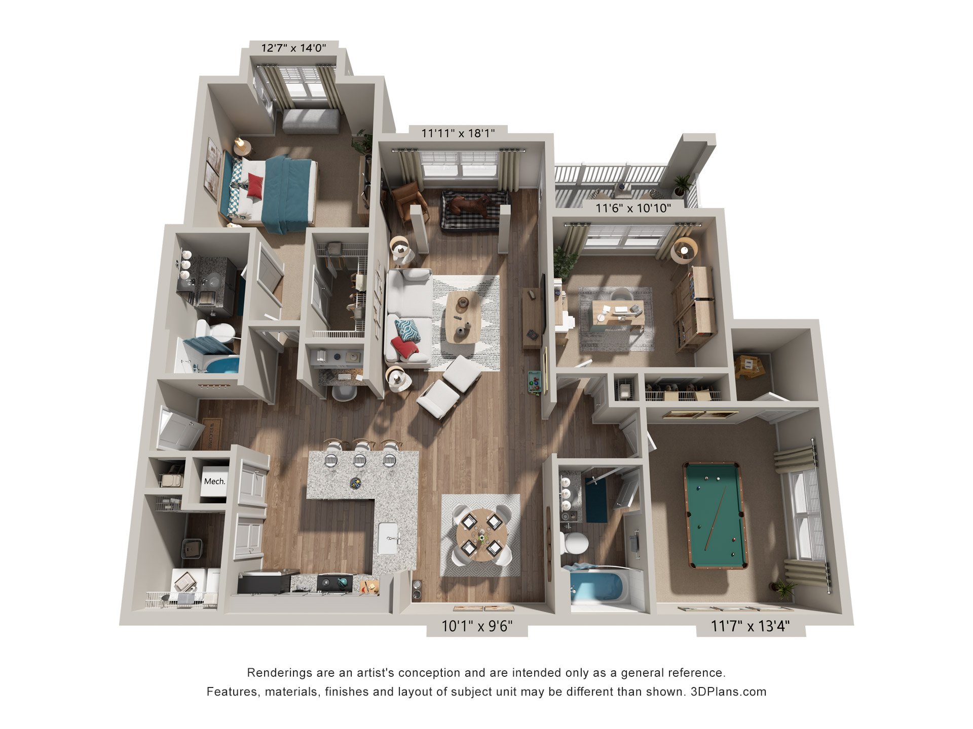 3 Bed 2 Bath Floor Plan | 1,517 Sq. Ft. at Lullwater at Big Ridge, Hixson, TN
