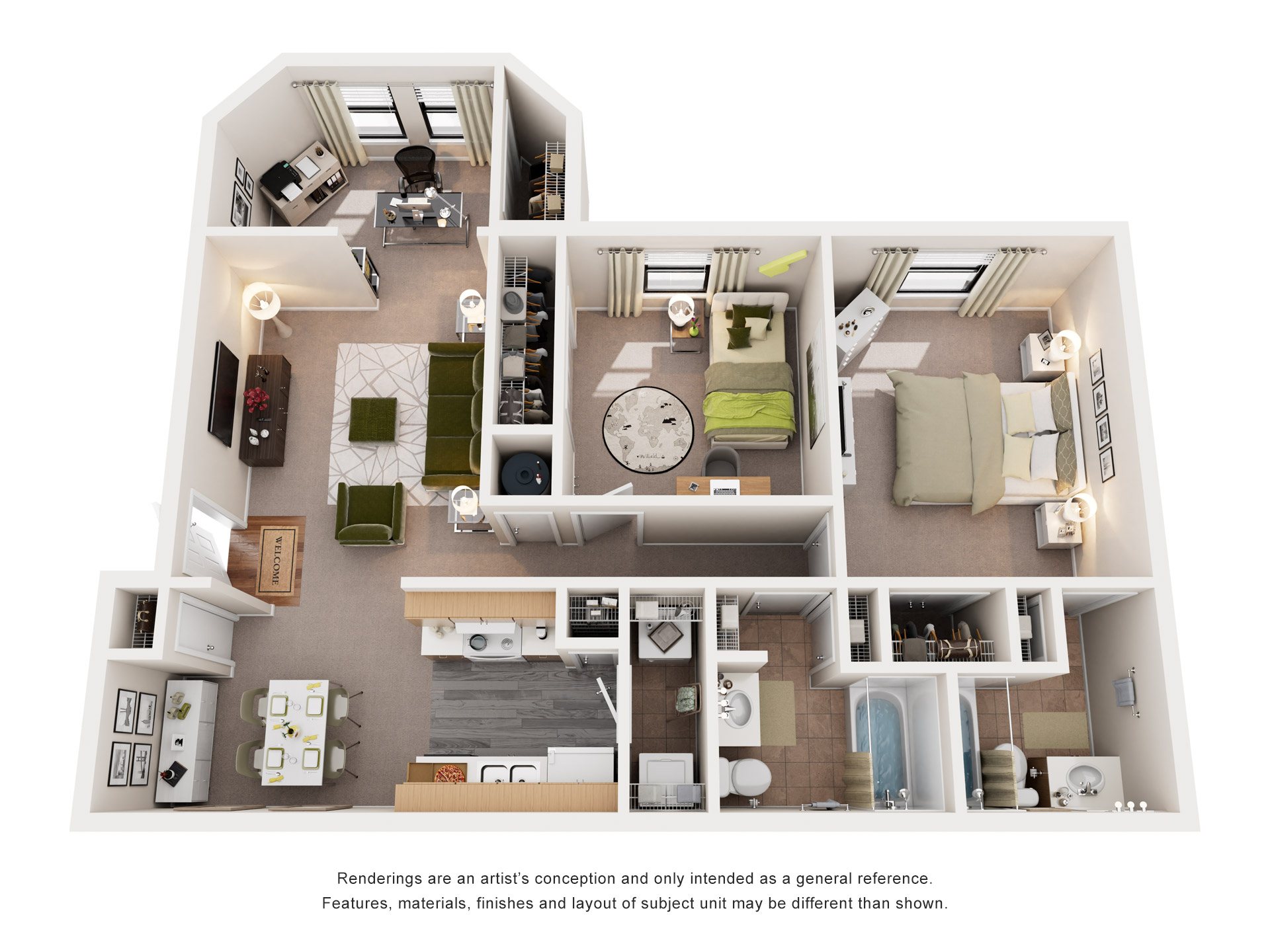 2 Bed 2 Bath Floor Plan | 1,065 Sq. Ft.  at The Vistas, GA, 31210