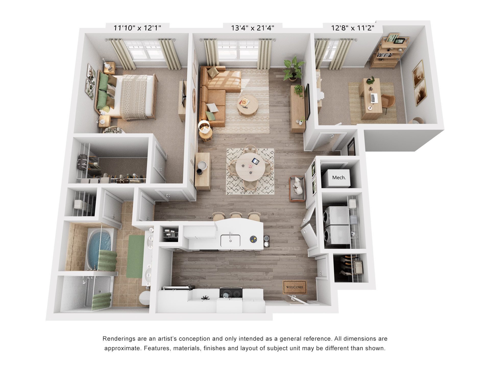 Magnolia Floorplan at Flats at West Broad Village, Glen Allen, VA, 23060