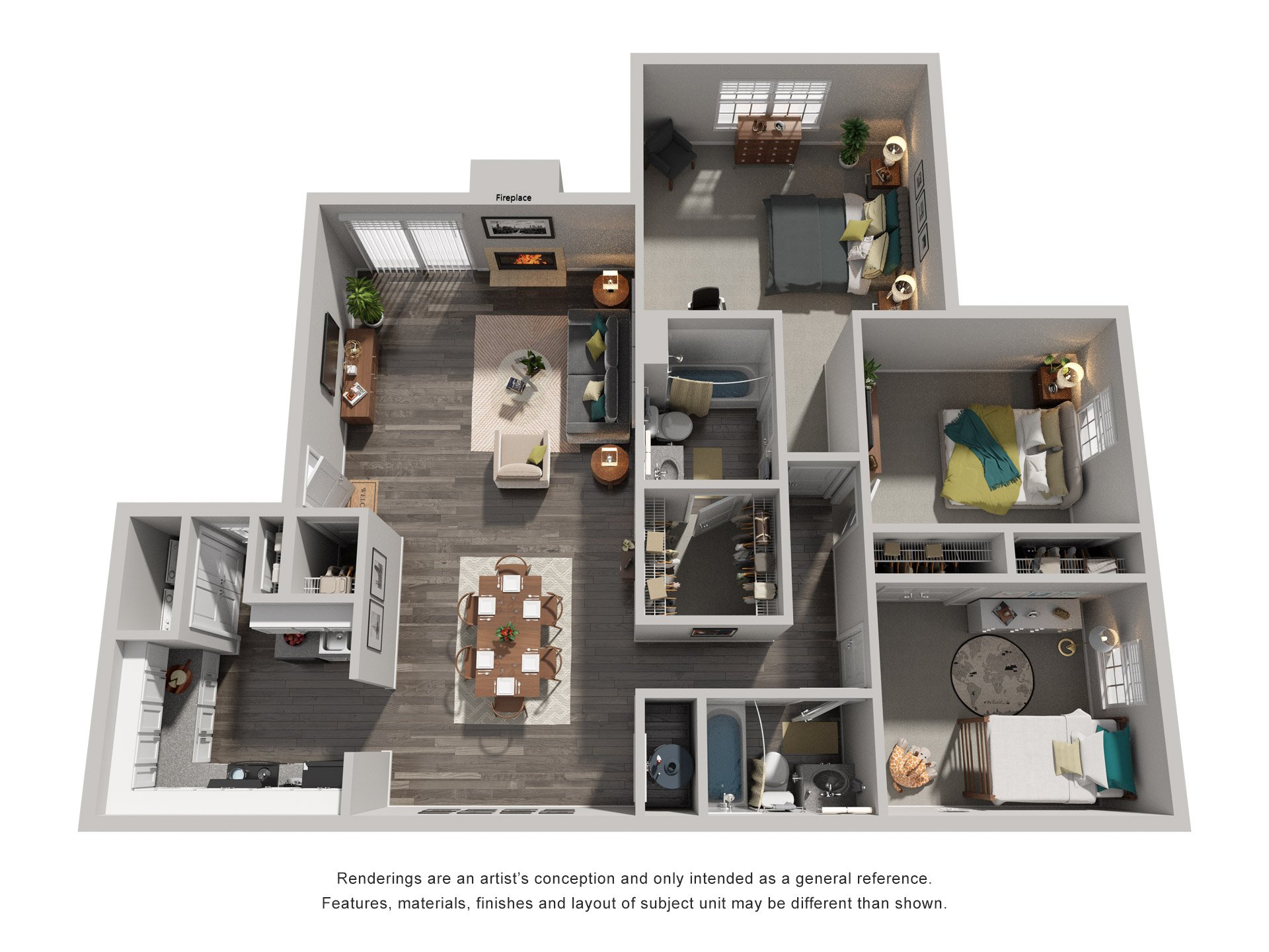 3 Bed 2 Bath Floor Plan | 1,236  Sq. Ft. at Woodwinds, Aiken, SC