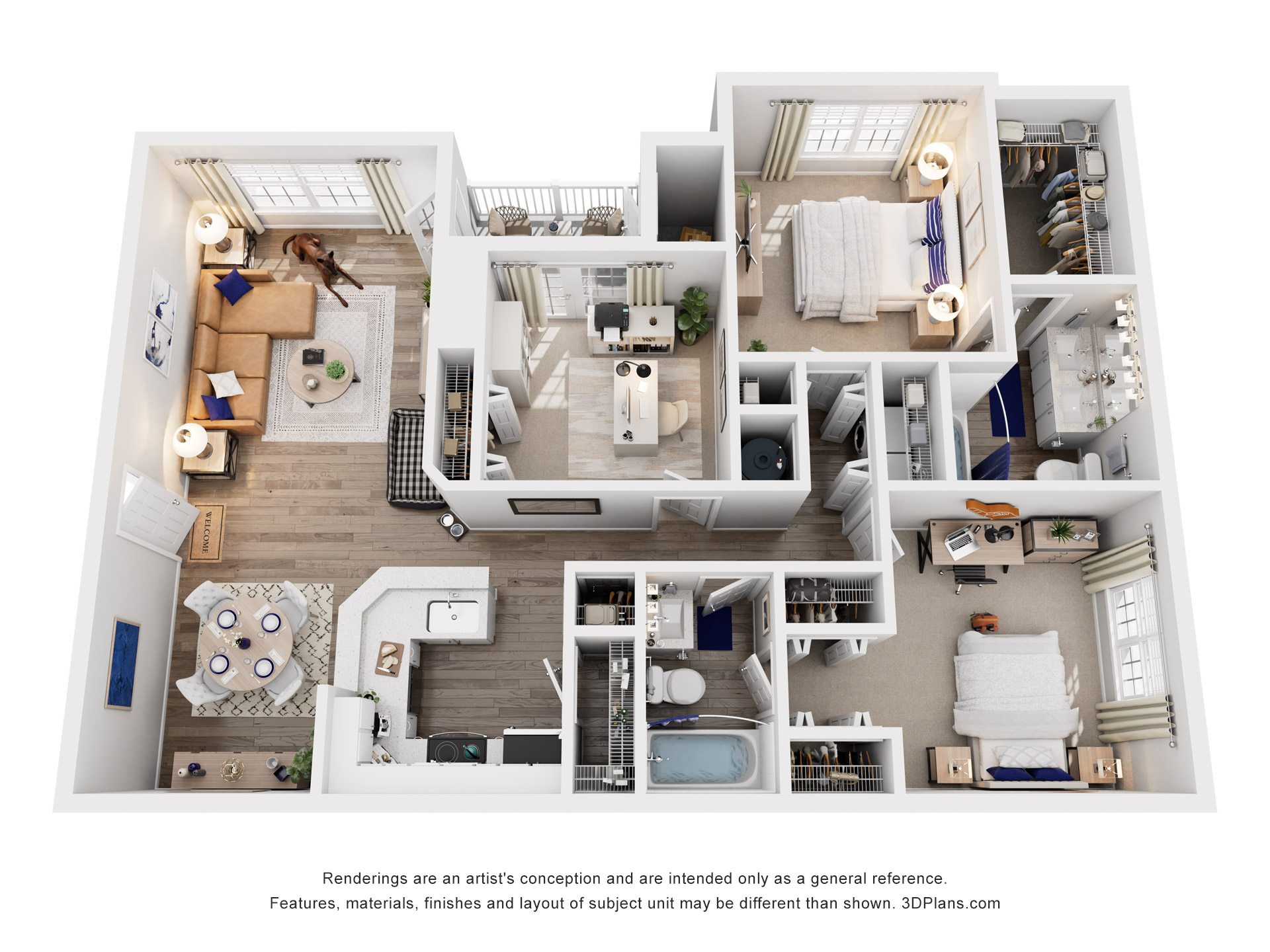 3 Bed 2 Bath Floor Plan | 1,414 Sq. Ft. at Marina Point in Chattanooga, TN, 37415