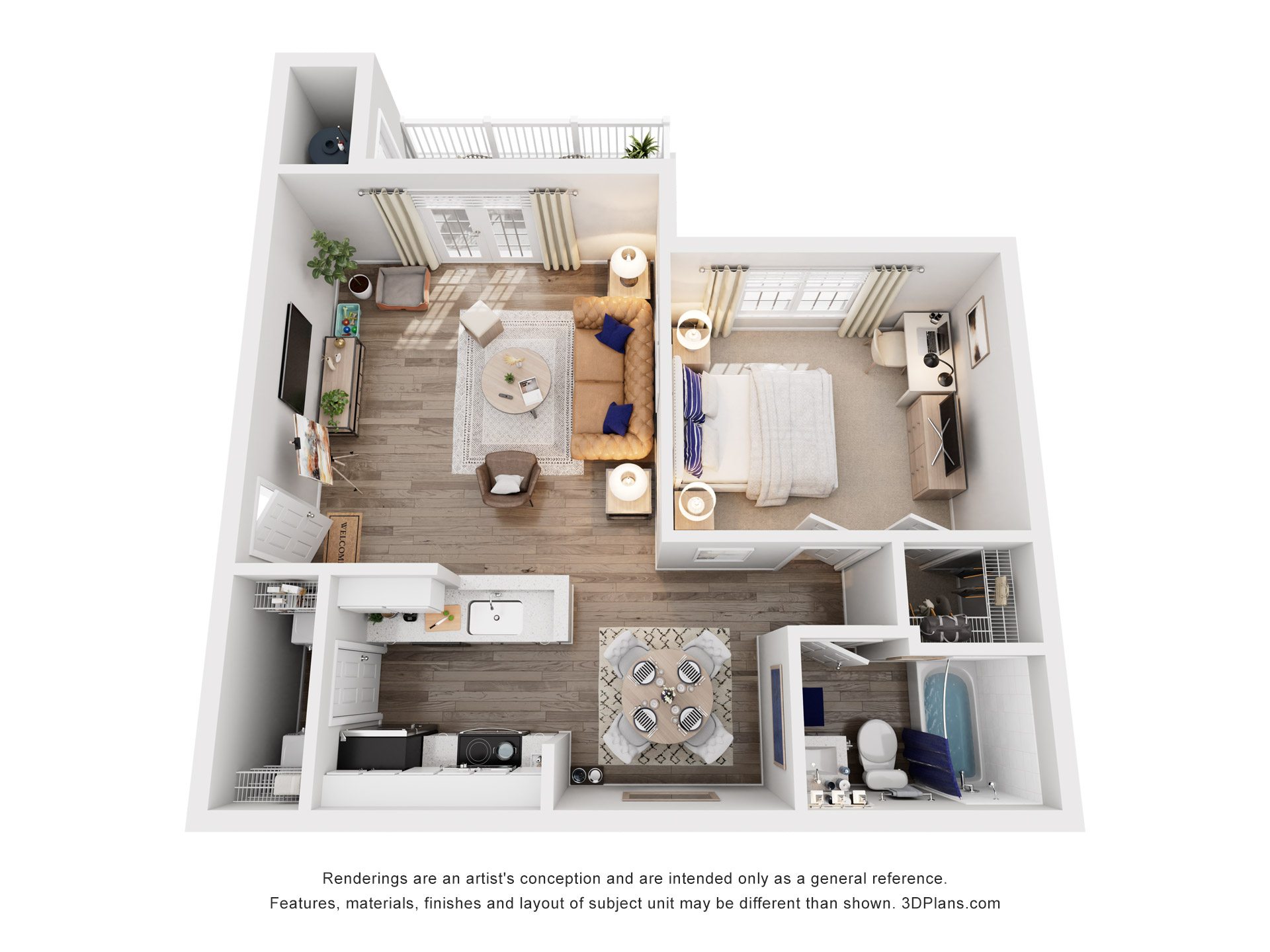 1 Bed 1 Bath Floor Plan | 771 Sq. Ft. at Marina Point in Chattanooga, 37415