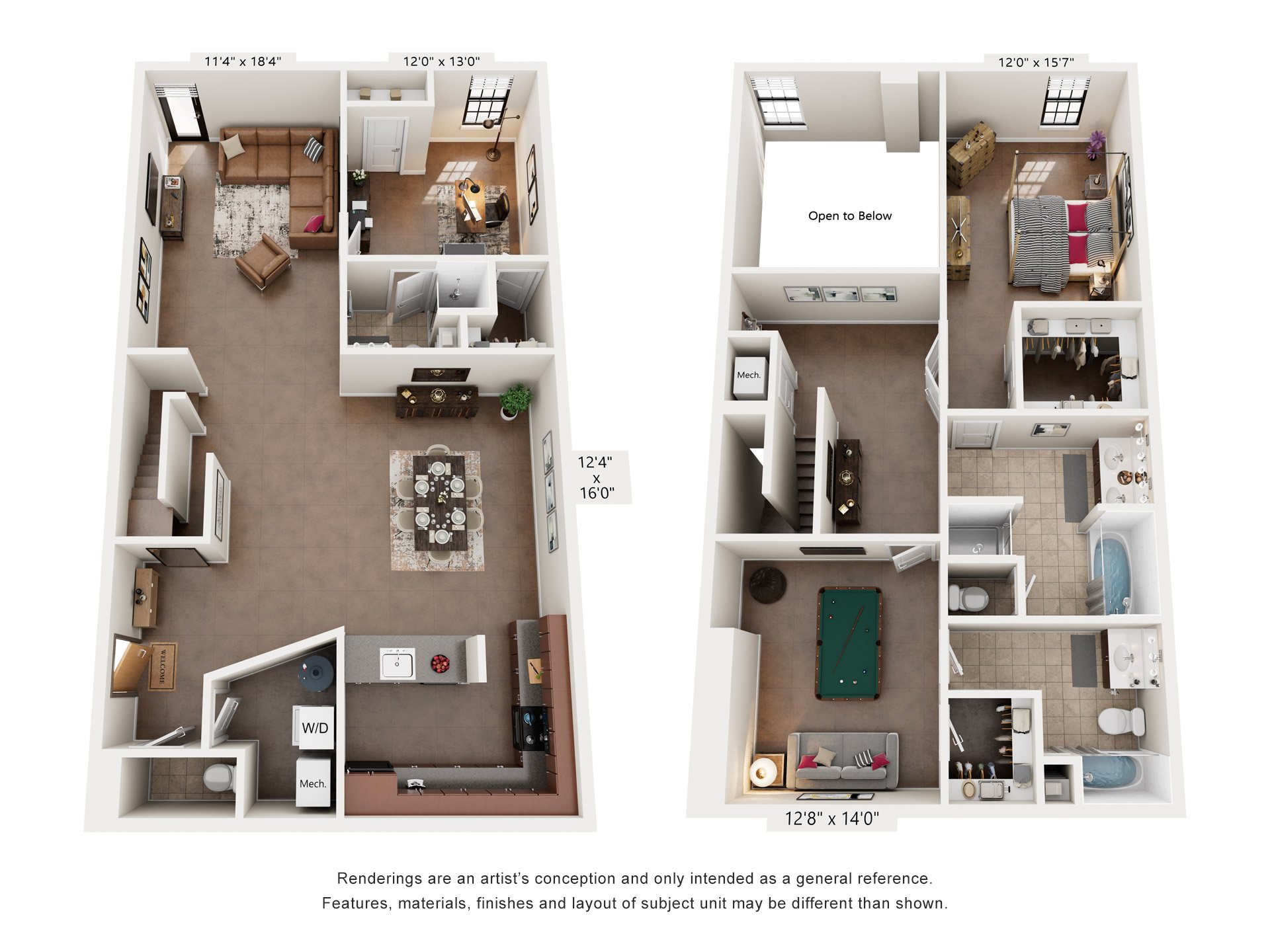 3 Bed 3.5 Bath Floor Plan | 2,045 Sq. Ft. at Mayton Transfer Lofts in Petersburg, VA 23803