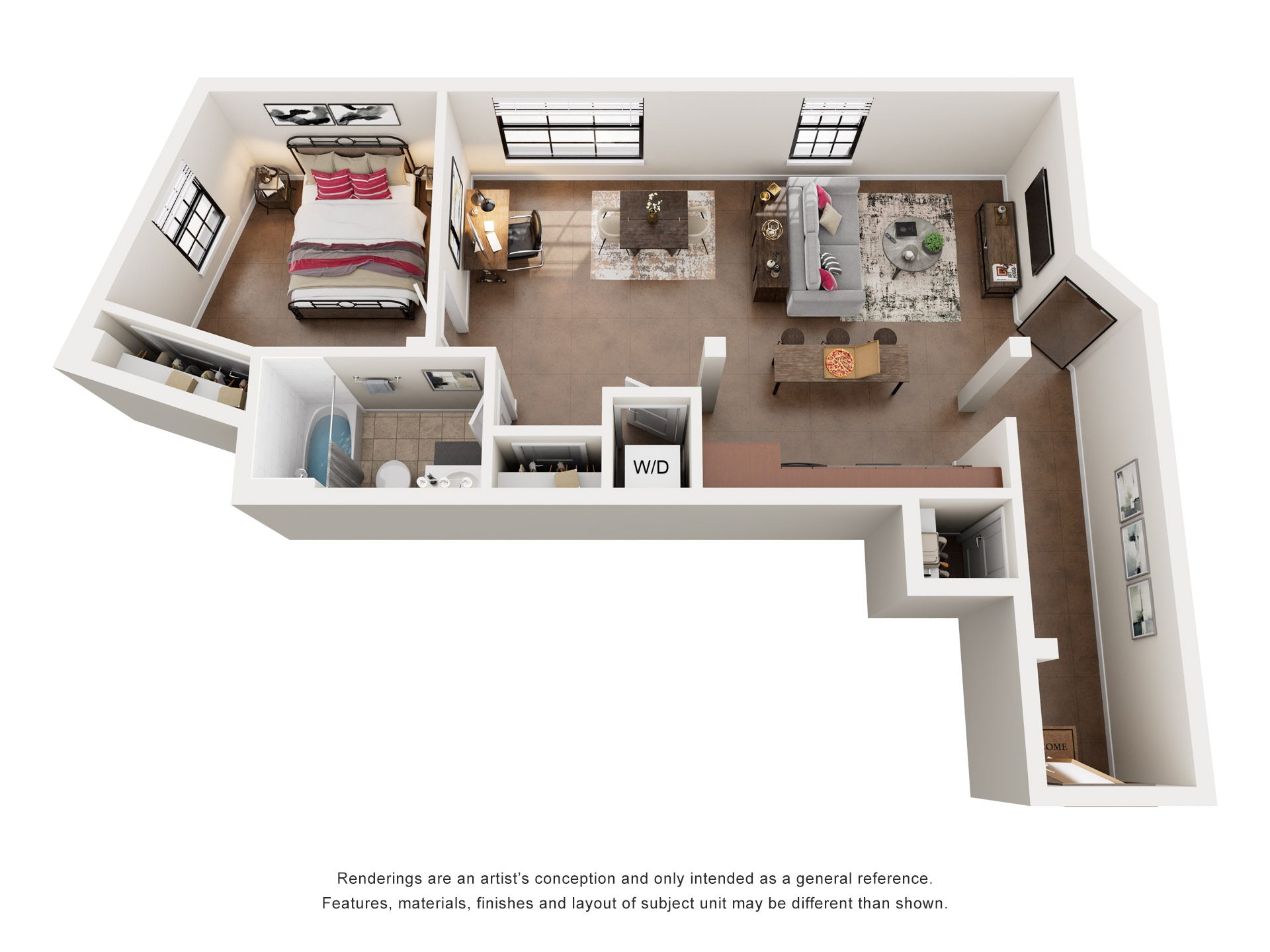 1 Bed 1 Bath Floor Plan | 782 Sq. Ft. at Mayton Transfer Lofts in Petersburg, 23803