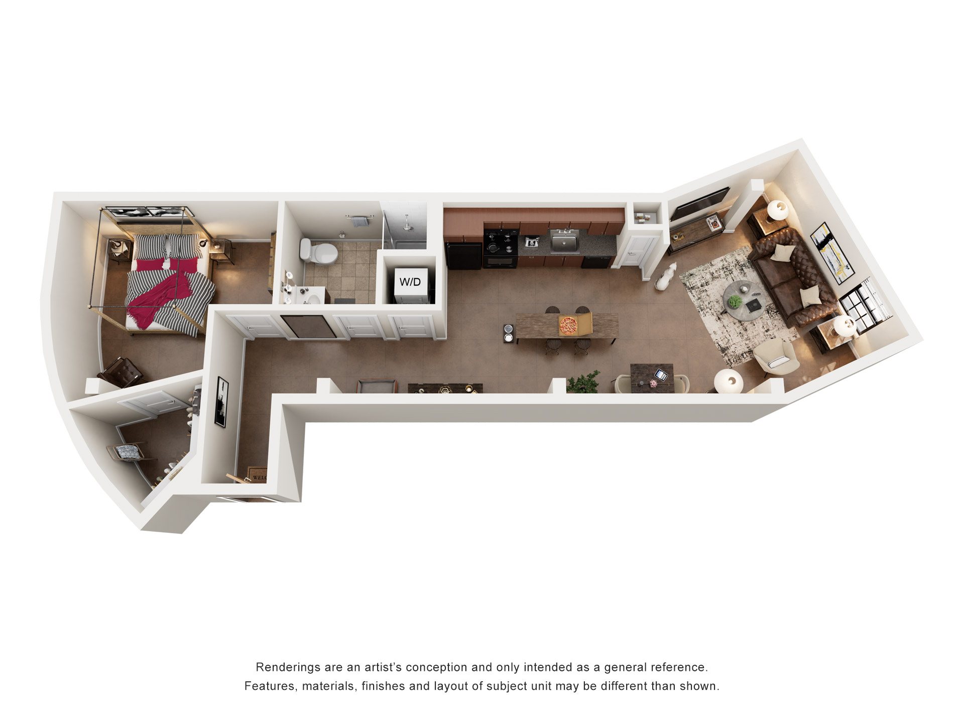 1 Bed 1 Bath Floor Plan | 706 Sq. Ft. at Mayton Transfer Lofts in Petersburg, VA