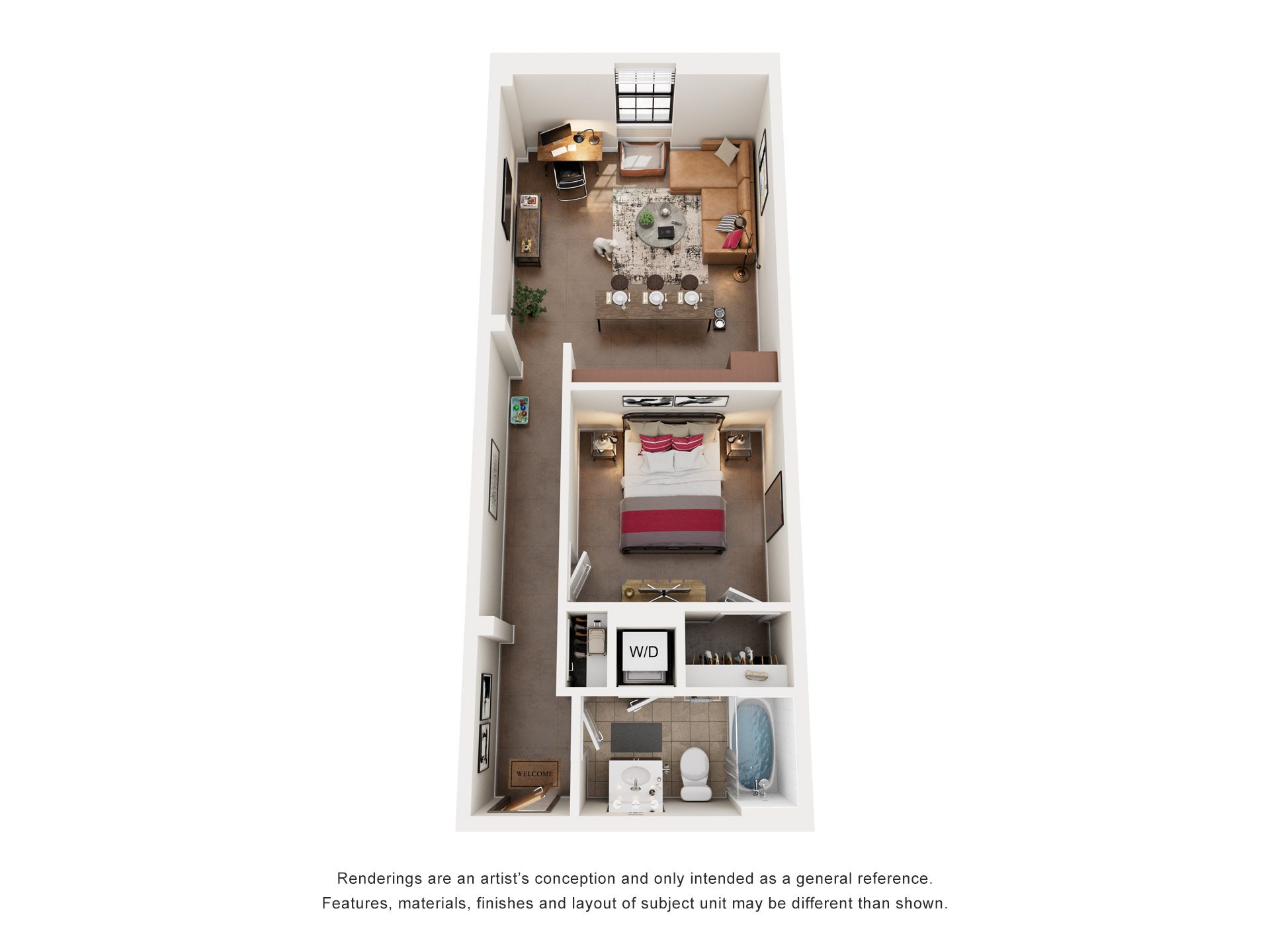1 Bed 1 Bath Floor Plan | 645 Sq. Ft. at Mayton Transfer Lofts in Petersburg, VA 23803