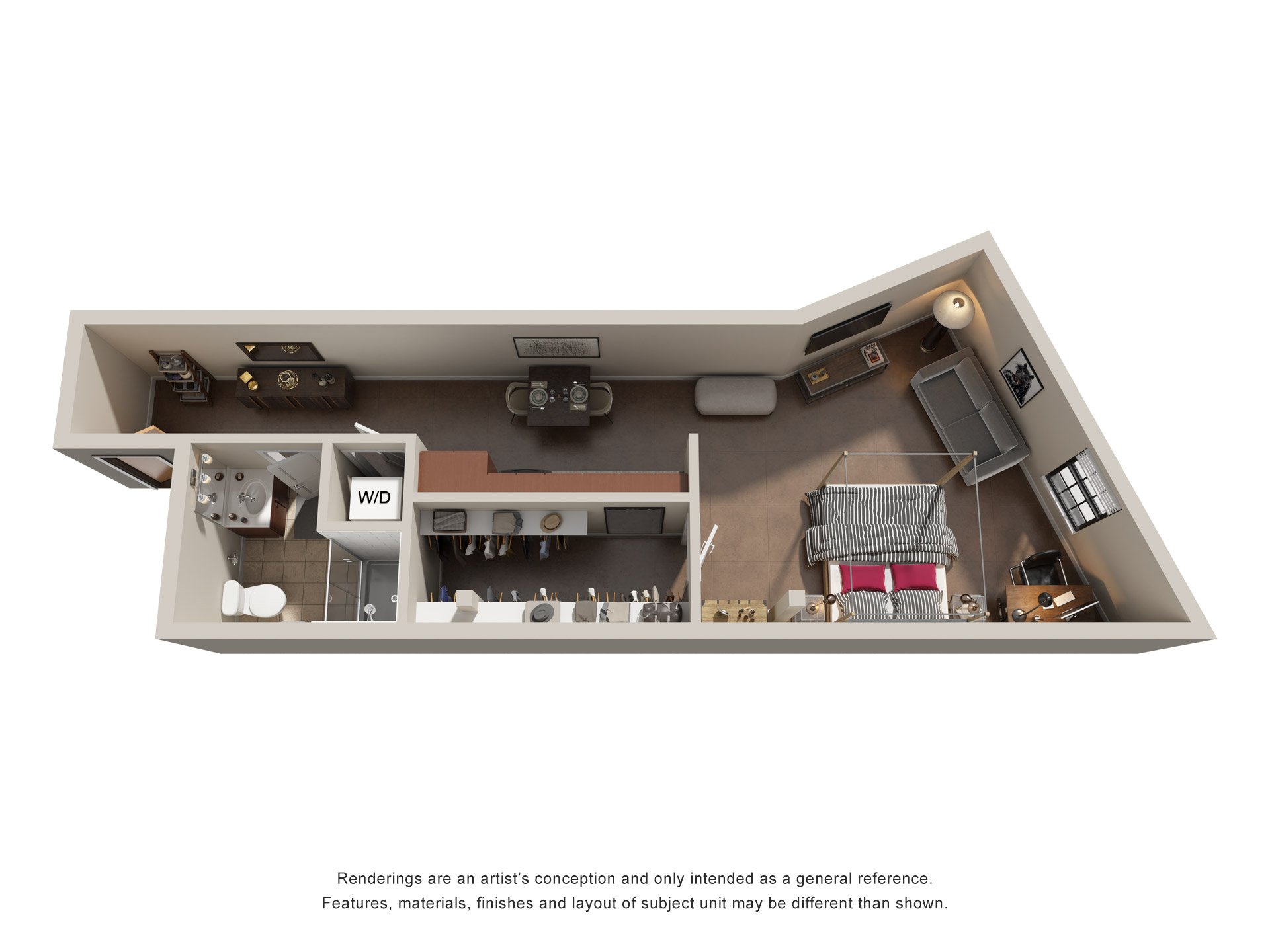 Studio 1 Bath Floor Plan | 508 Sq. Ft. at Mayton Transfer Lofts in Petersburg, 23803