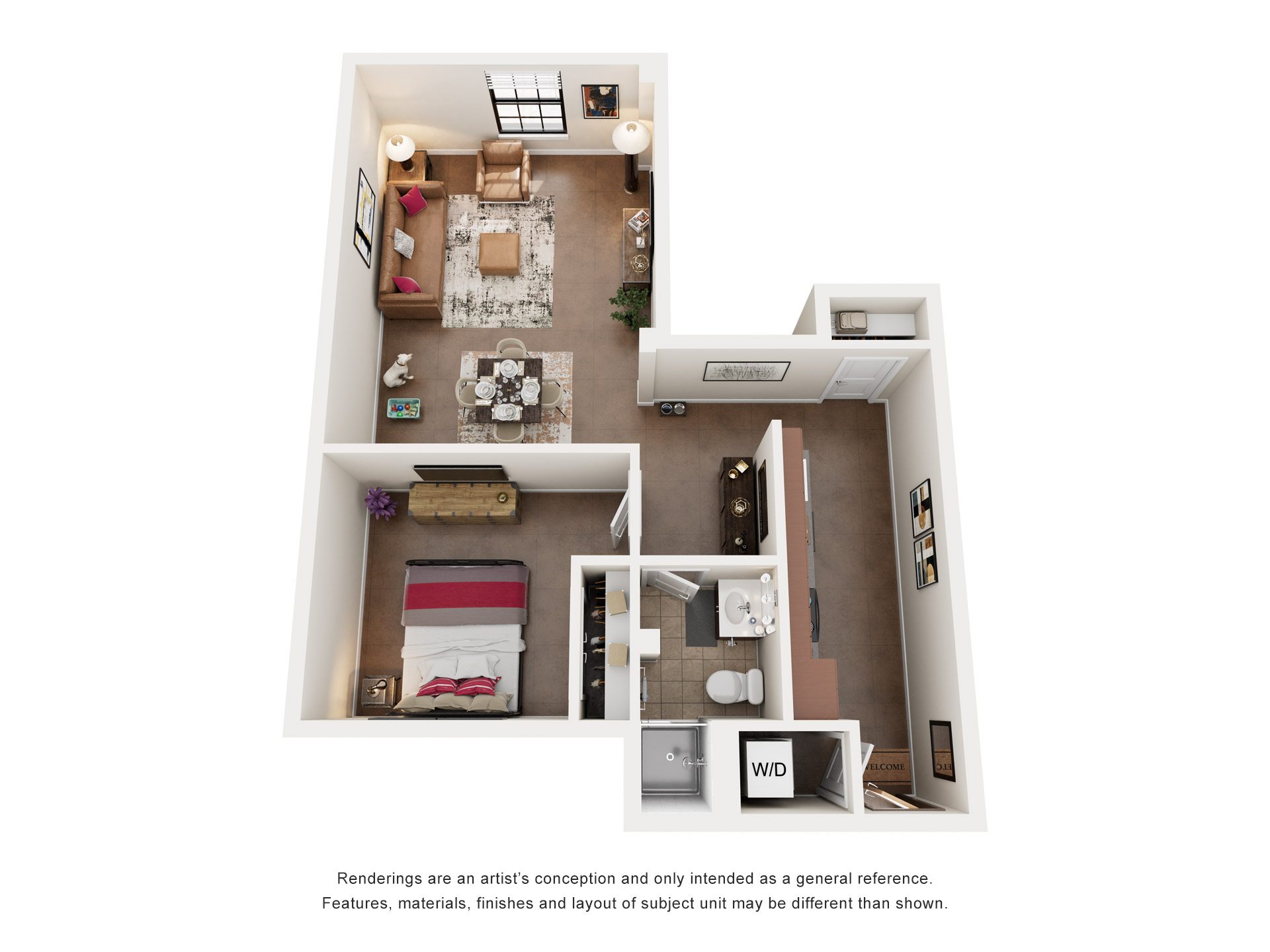 1 Bed 1 Bath Floor Plan | 703 Sq. Ft. at Mayton Transfer Lofts in VA 23803