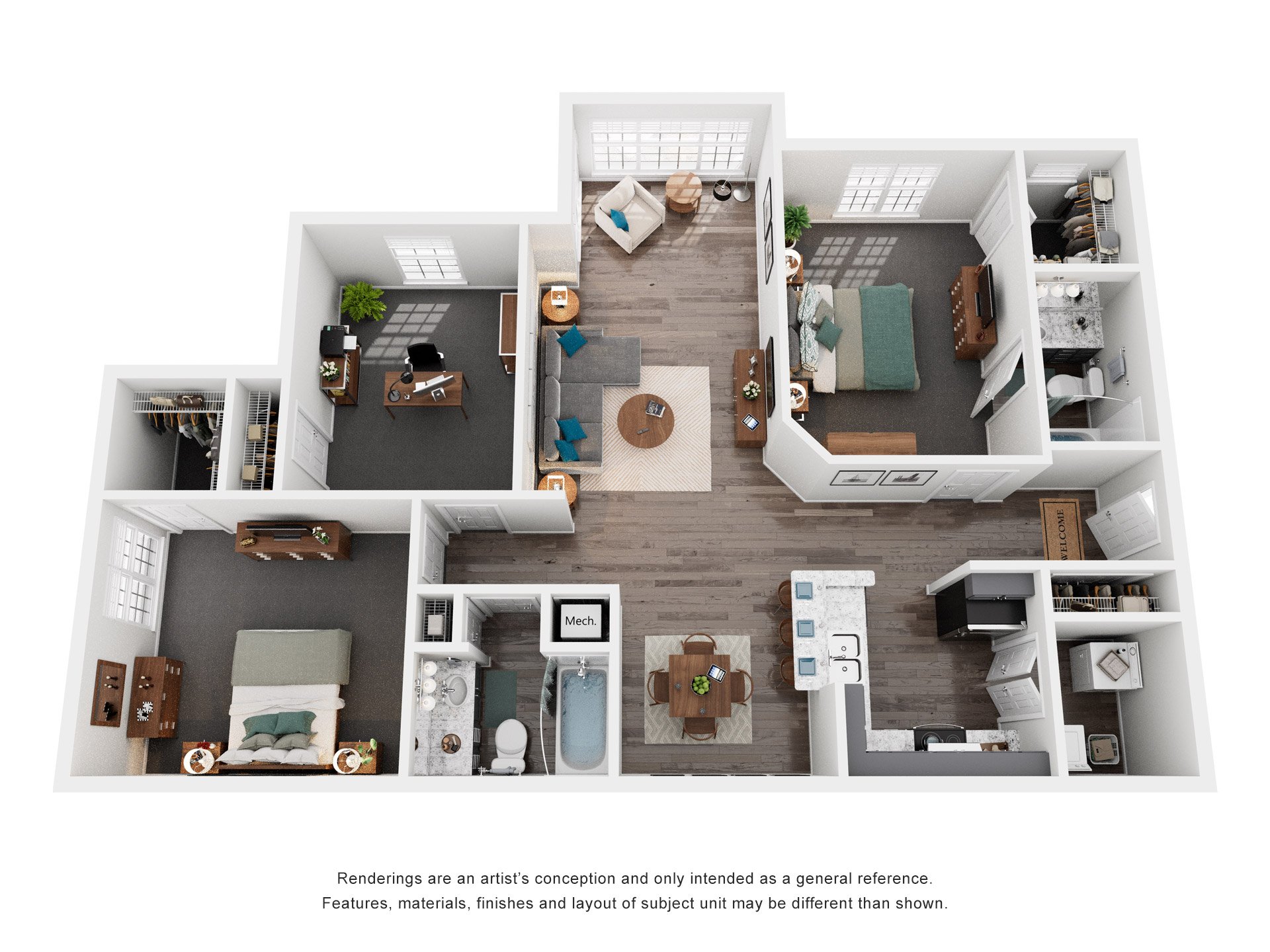3 Bed 2 Bath Floor Plan | 1,320 Sq. Ft.