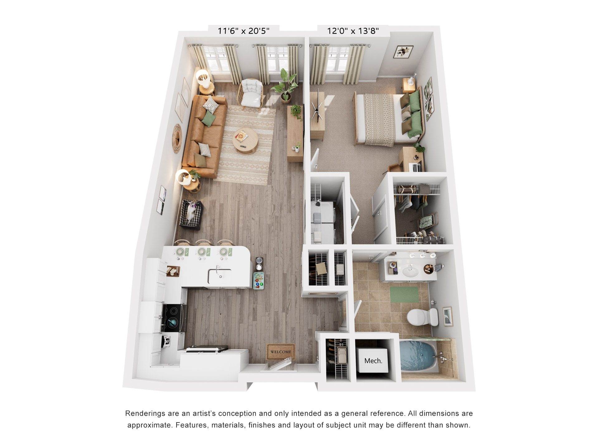Meadowbrook Floorplan at Flats at West Broad Village, Glen Allen, Virginia