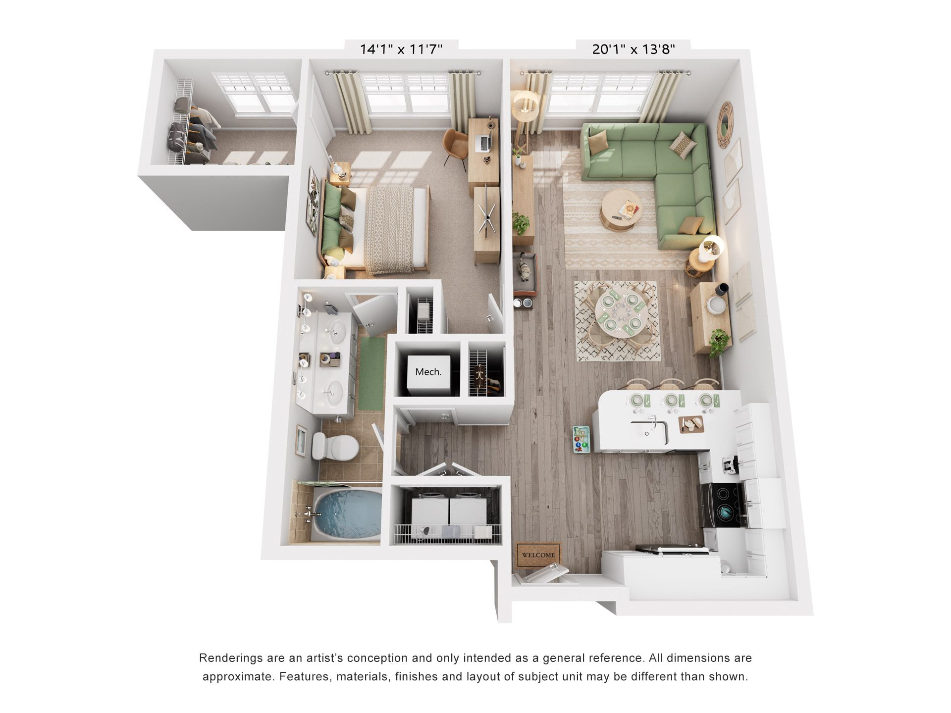 Millstone Floorplan at Flats at West Broad Village, Glen Allen, VA, 23060