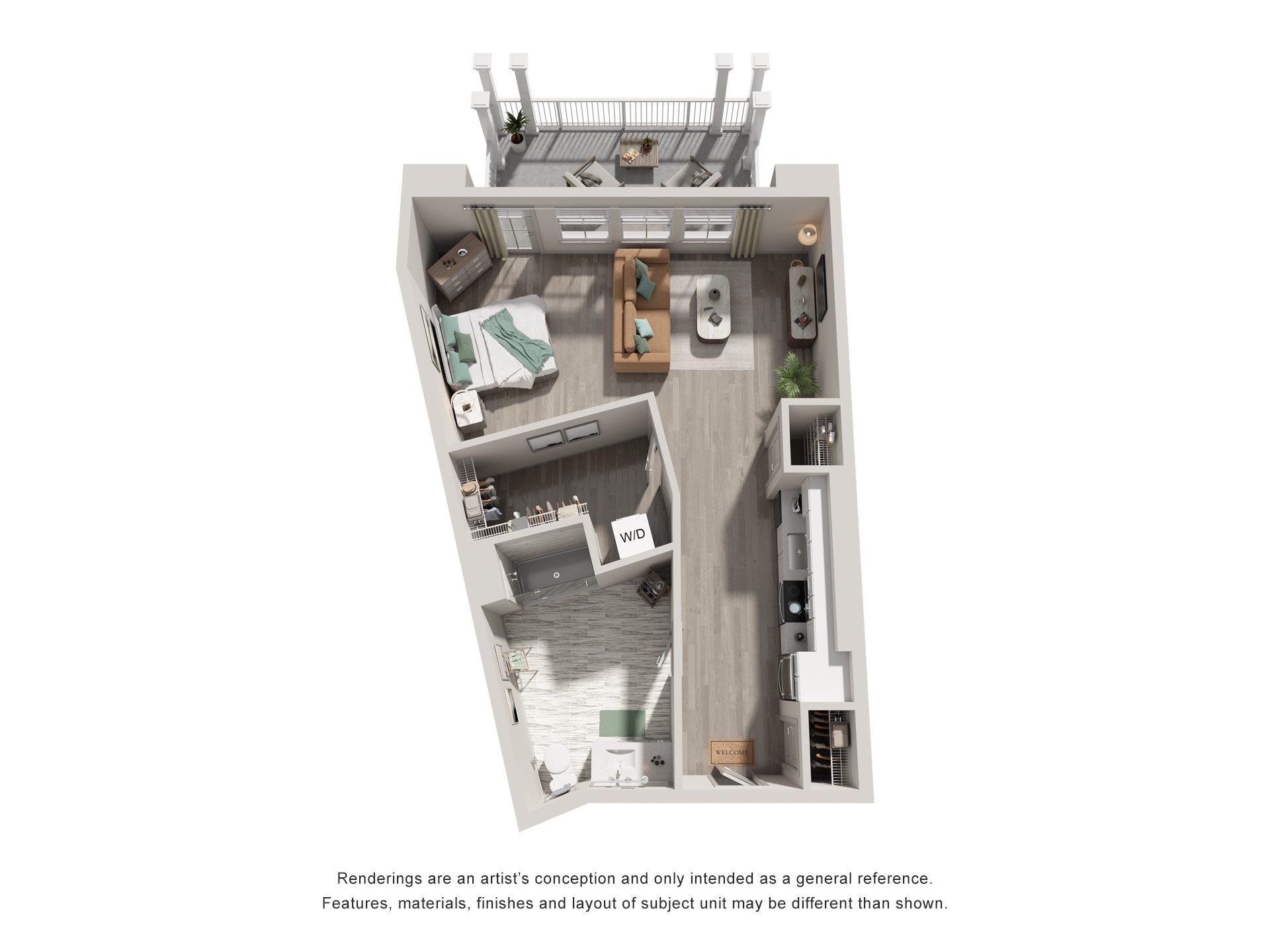 Studio 1 Bath Floor Plan | 653 Sq. Ft. at Lyric at Norton Commons Apartments, Kentucky 40059