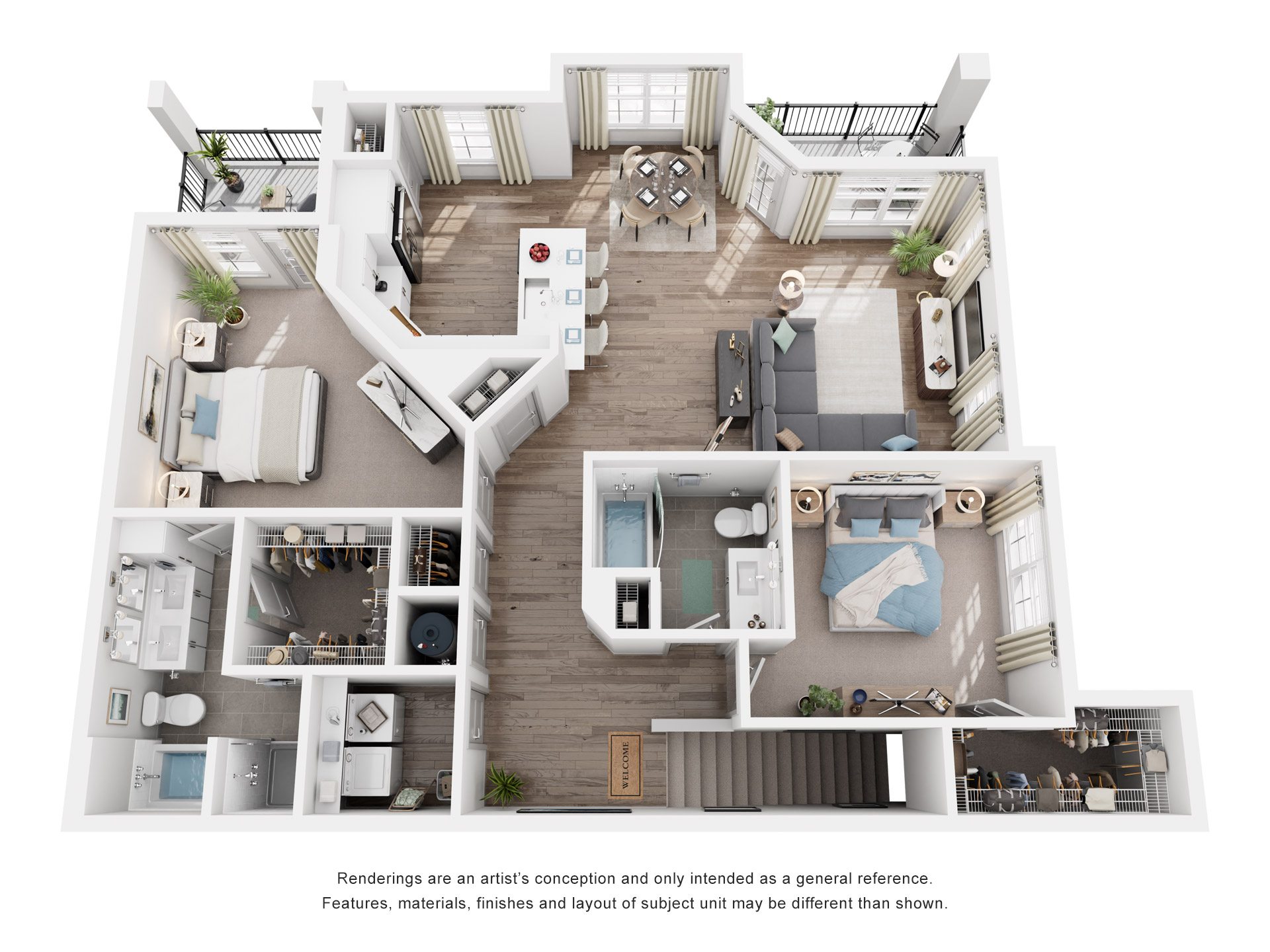 2 Bed 2 Bath Floor Plan | 1,327 Sq. Ft. at Canopy at Ginter Park Apartments in Richmond, Virginia 23227