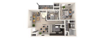 a furnished apartment with a fireplace and a balcony at Misty Ridge Apartments, Woodbridge, VA