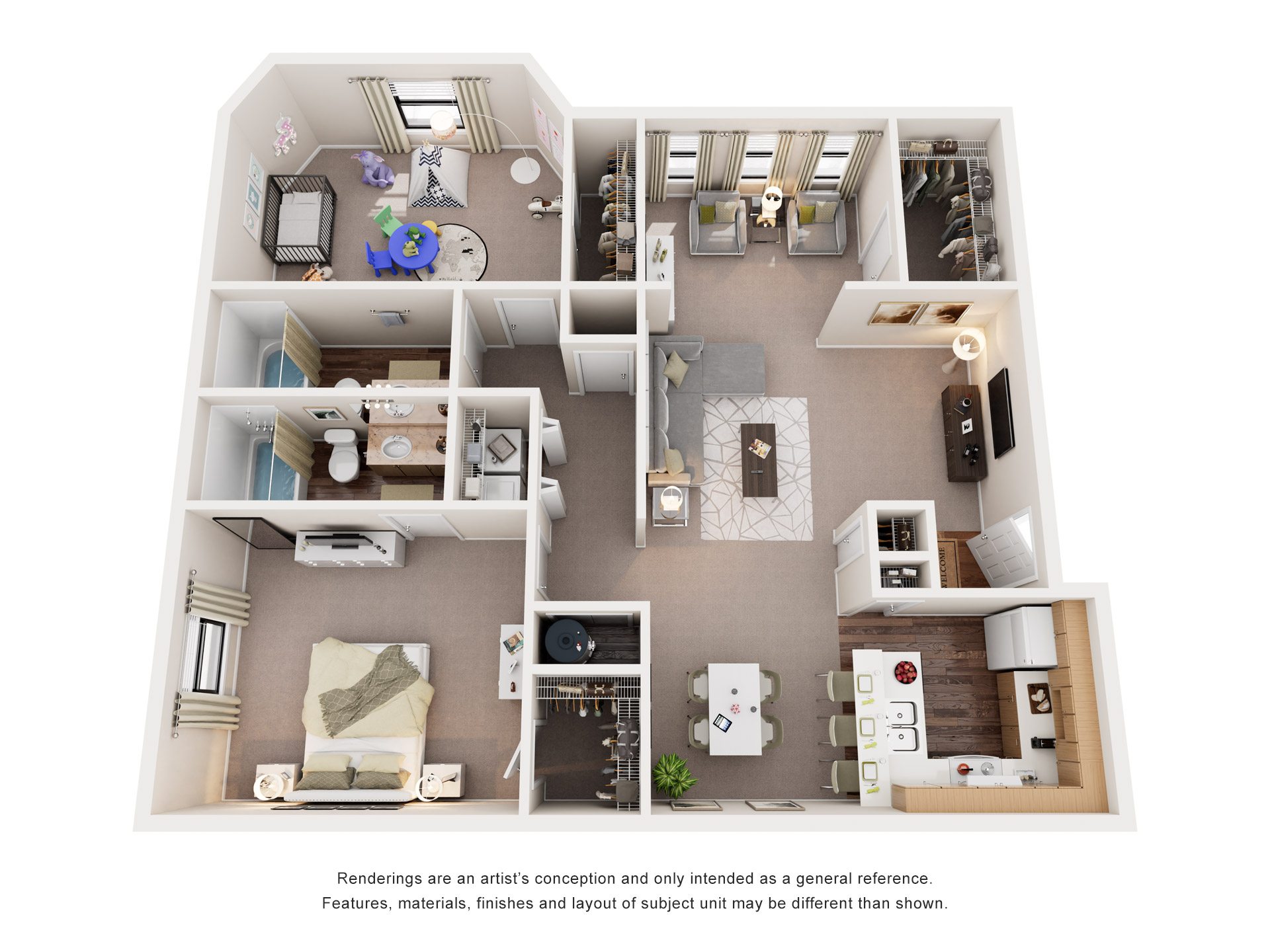 2 Bed 2 Bath Floor Plan | 1,196 Sq. Ft.  at The Vistas, Macon, Georgia, 31210