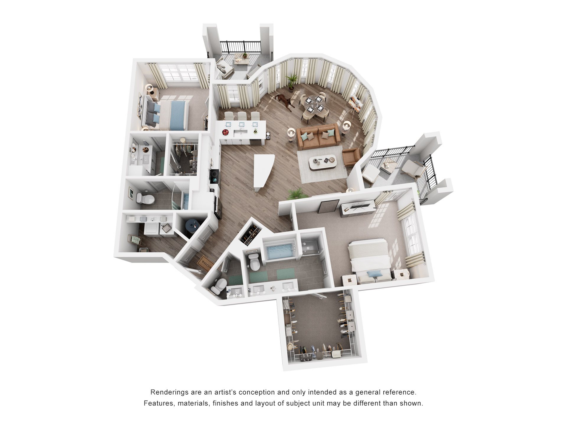 2 Bed 2.5 Bath Floor Plan | 1,536 Sq. Ft. at Canopy at Ginter Park Apartments in Richmond, Virginia 
