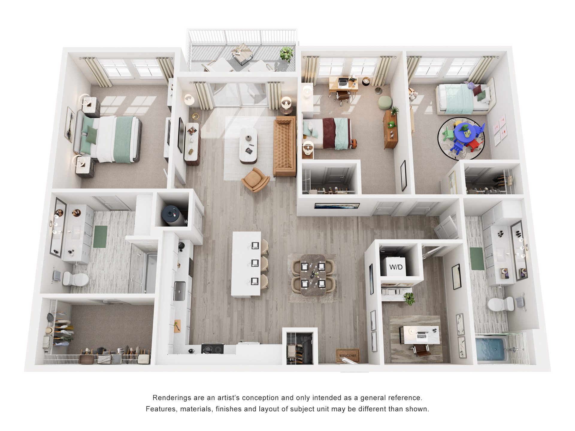 3 Bed 2 Bath Floor Plan | 1,437 Sq. Ft. at Lyric at Norton Commons Apartments, Kentucky 40059