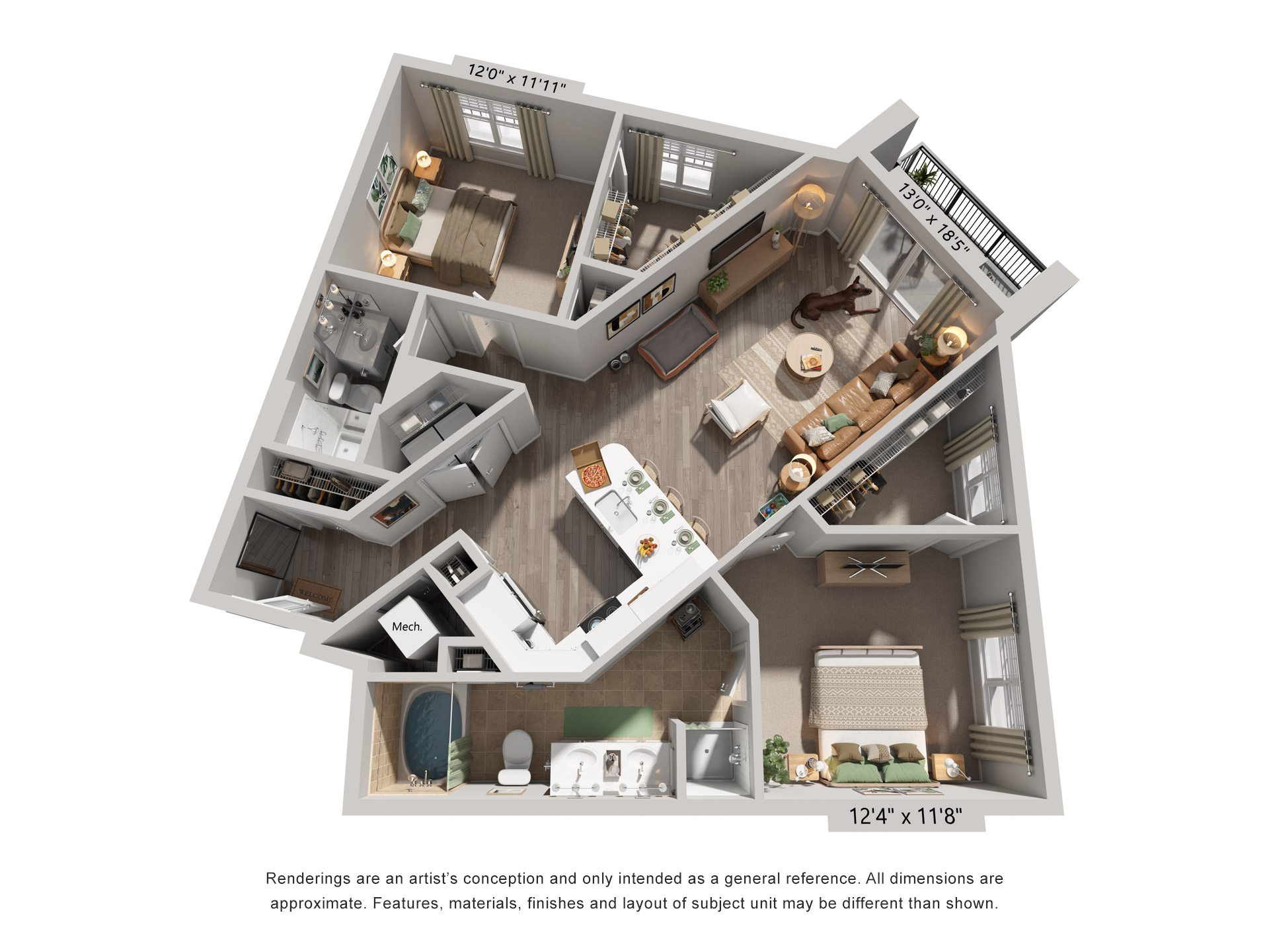 Orchard Floorplan at Flats at West Broad Village, Glen Allen, VA, 23060