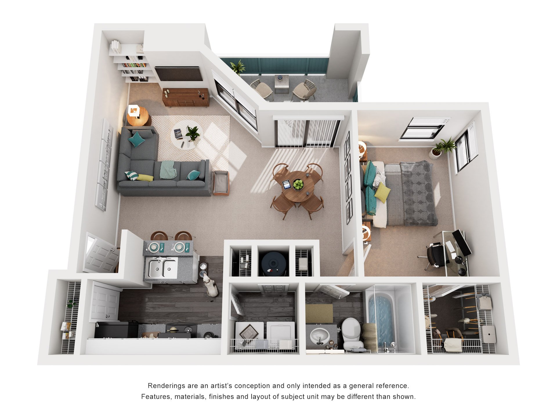 1 Bed 1 Bath Floor Plan | 925 Sq. Ft. at Southland Station Apartments, Warner Robins, GA, 31088