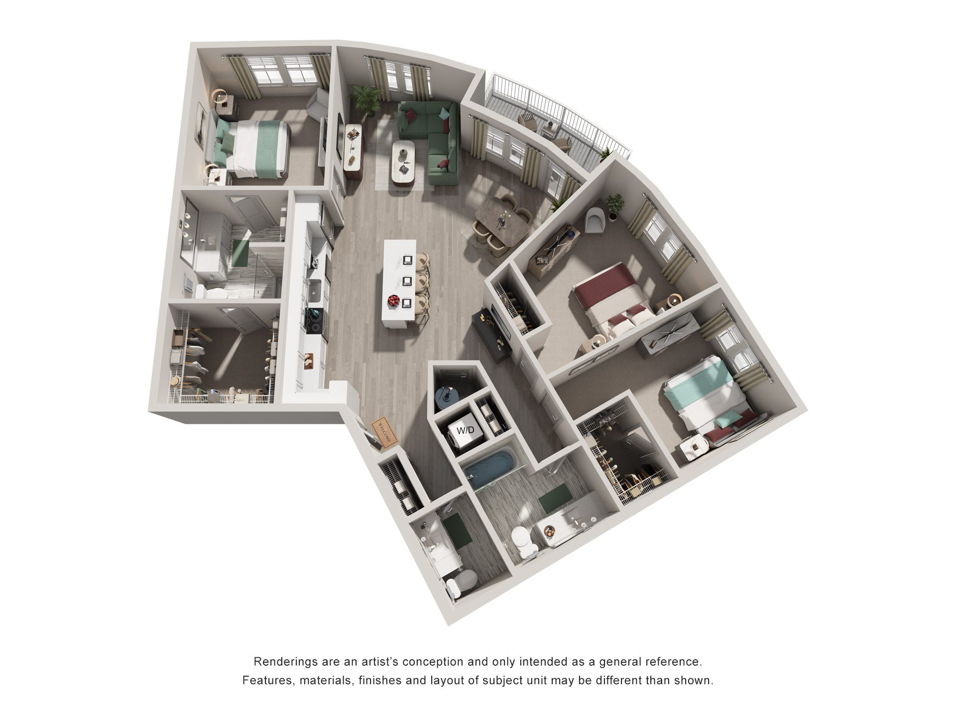 3 Bed 2.5 Bath Floor Plan | 1,561 Sq. Ft. at Lyric at Norton Commons Apartments, Prospect, KY