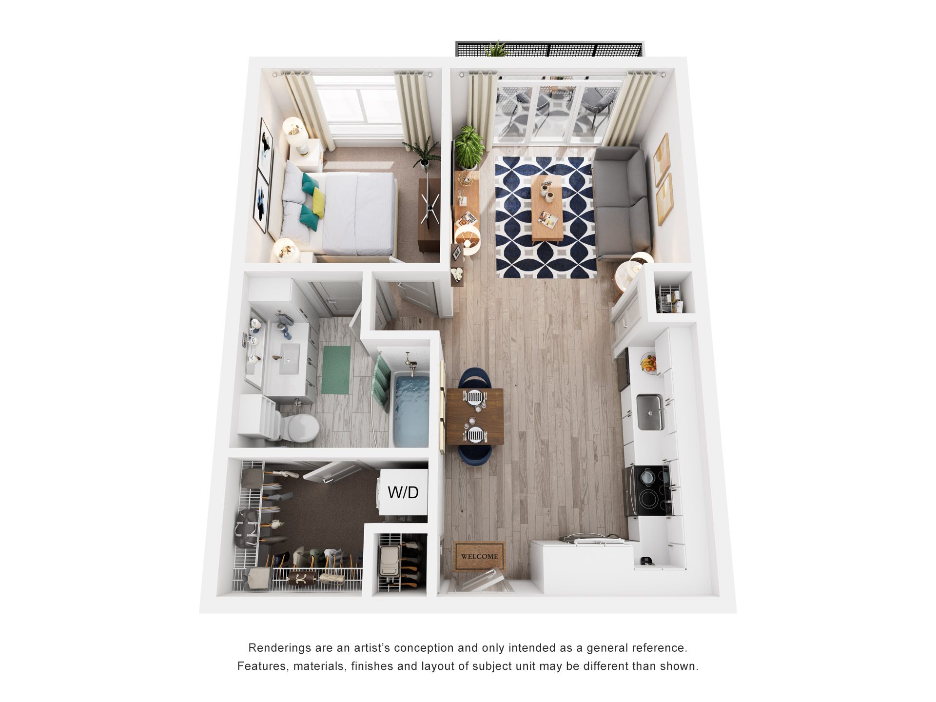 1 Bed 1 Bath Floor Plan | 731 Sq. Ft. at Vista Brooklynn Apartments, in FL, 32202