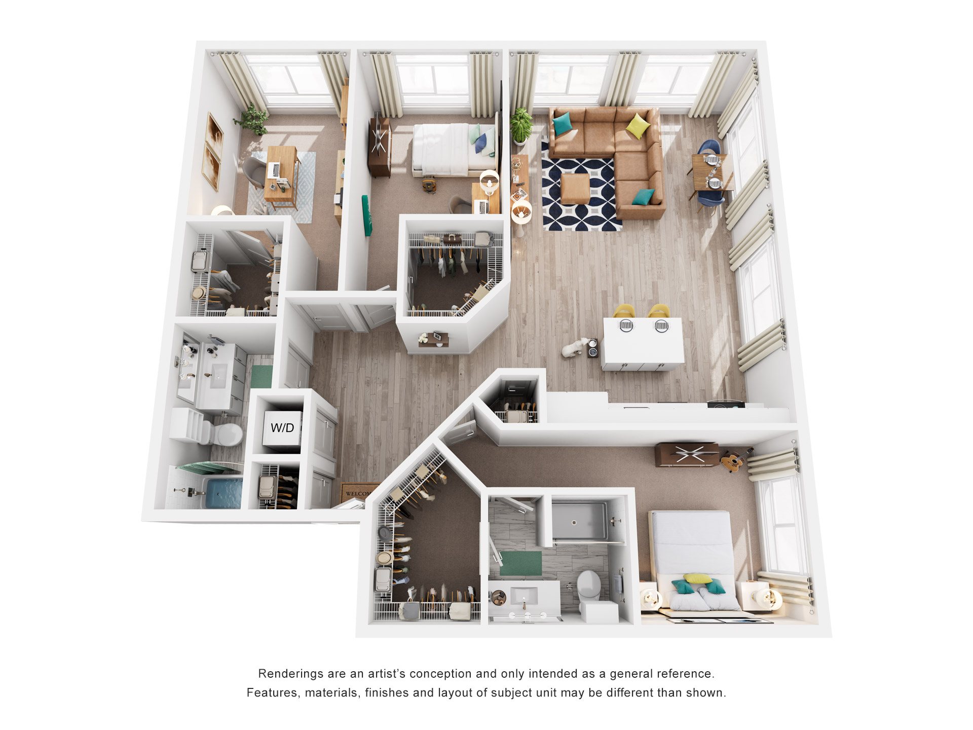3 Bed 2 Bath Floor Plan | 1,626 Sq. Ft. at Vista Brooklynn Apartments, in Jacksonville, FL