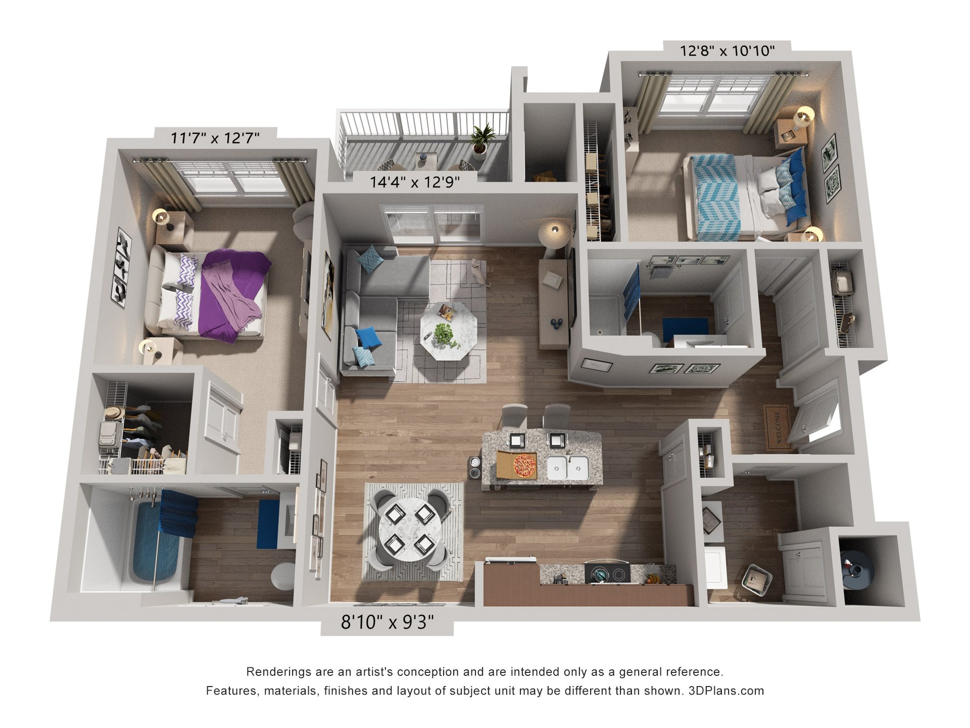 2 Bed 2 Bath Floor Plan | 1,208-1,210 Sq. Ft. at Sapphire at Centerpointe, Midlothian, Virginia