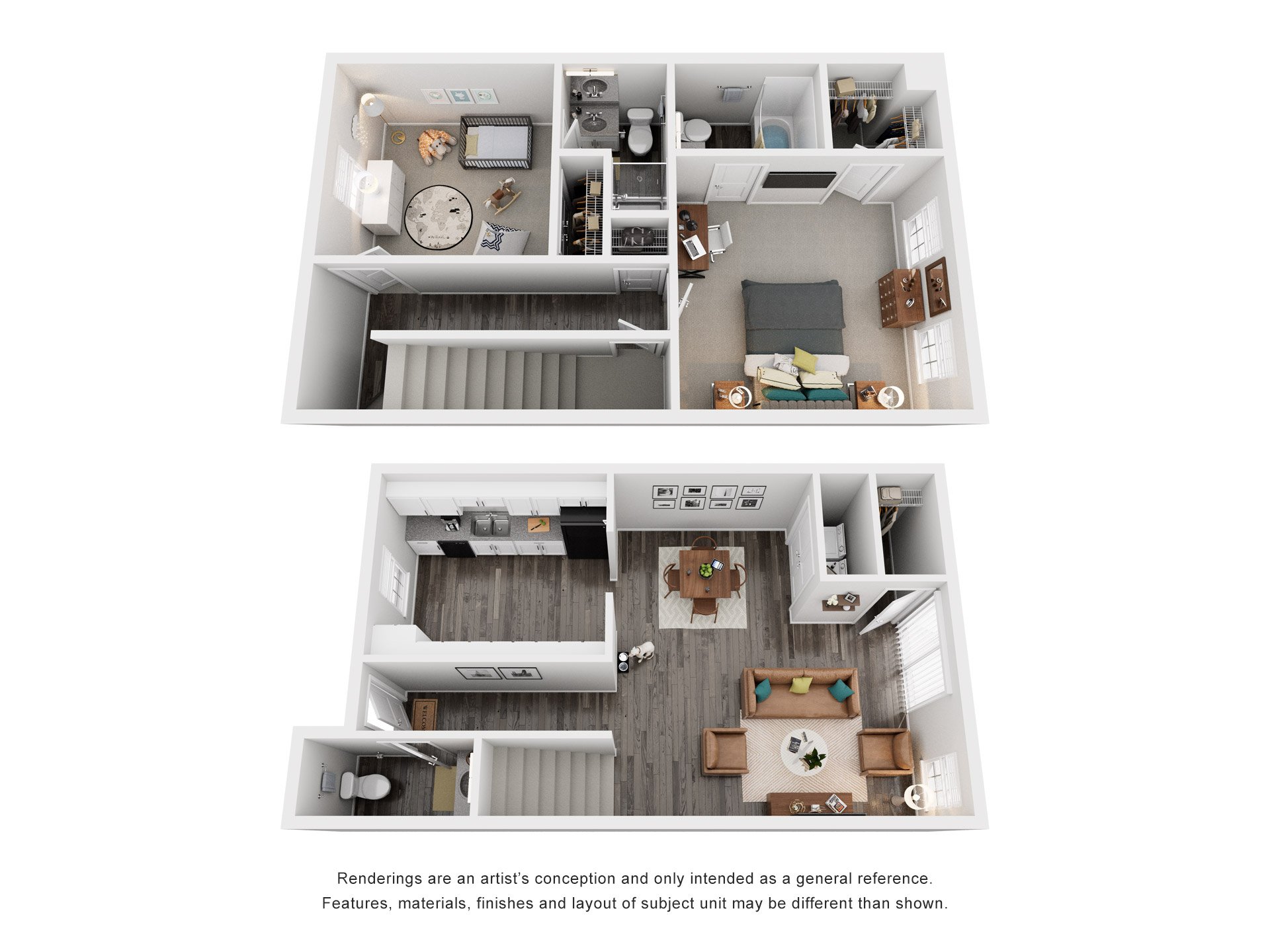 2 Bed 2.5 Bath Floor Plan | 1,157 Sq. Ft. at Woodwinds, Aiken, South Carolina