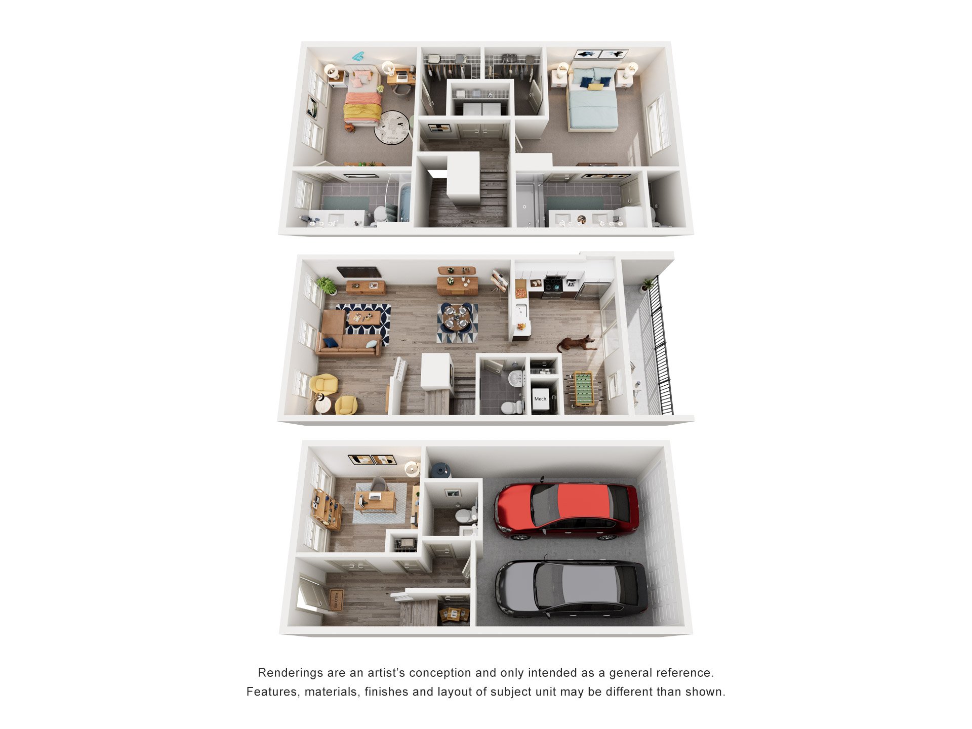 Pool Th Combined Floorplan at 2000 West Creek Apartments, Richmond