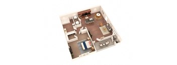 a bedroom with a bed a desk and a chair at SomerHill Farms Apartments, Gainesville, VA 20155